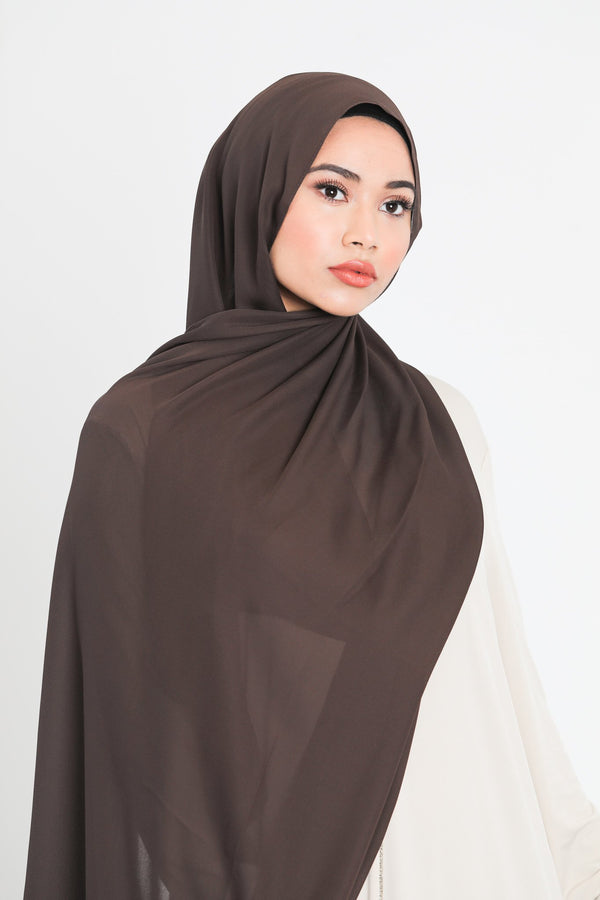 Chocolate Brown Chiffon Scarf