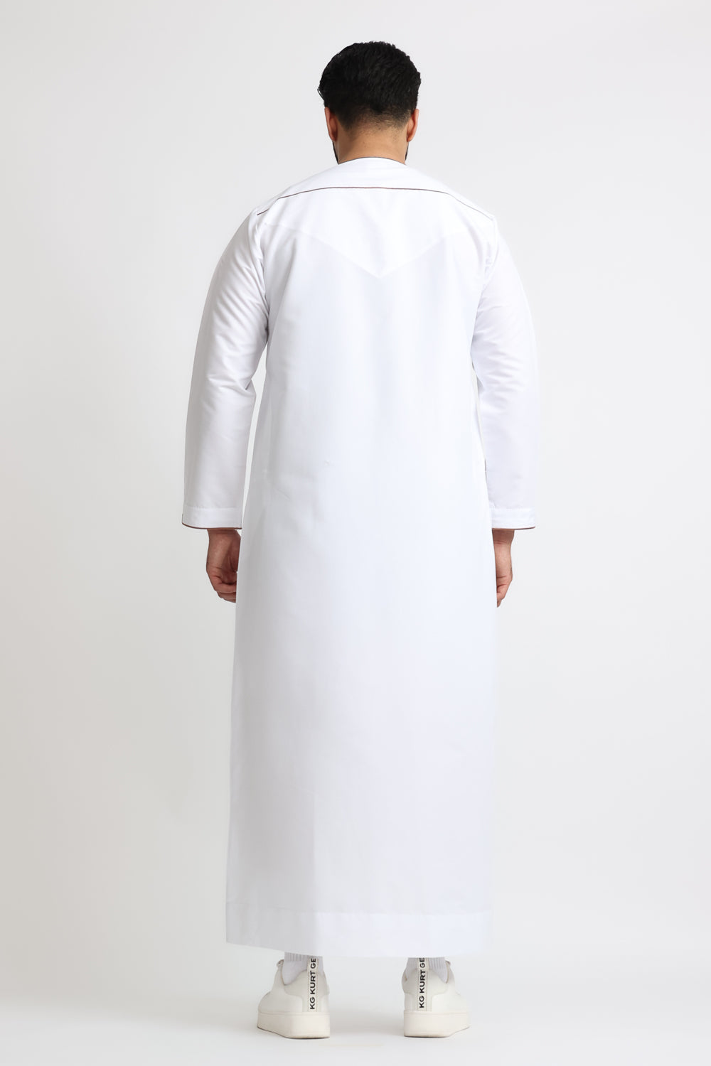 J101 White/Bronze Pleated Emirati Thobe