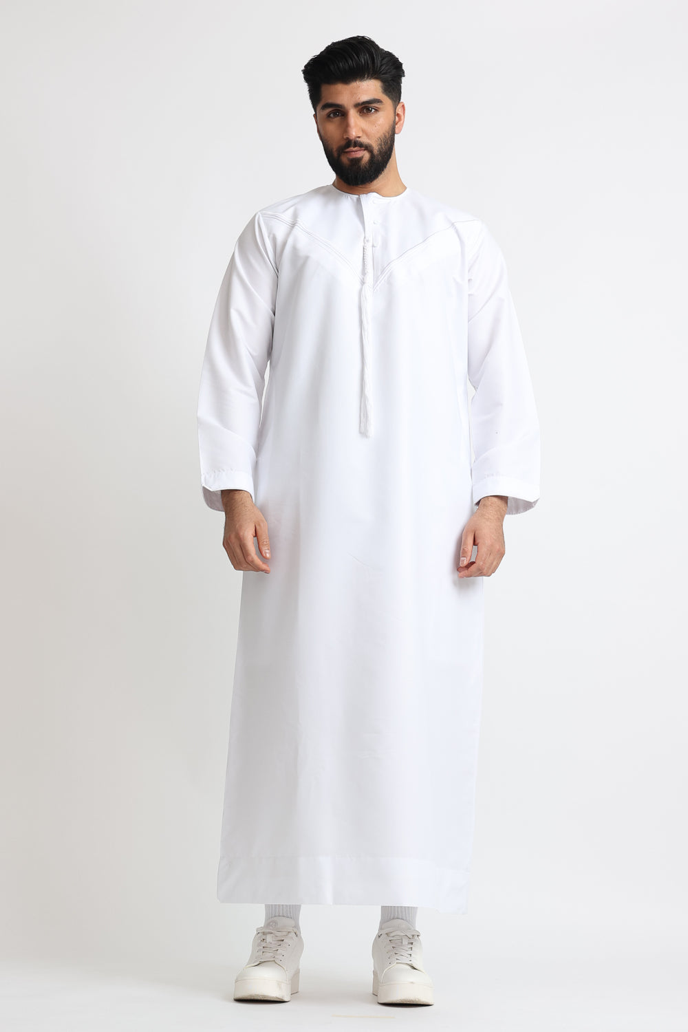 J101 White Pleated Emirati Thobe