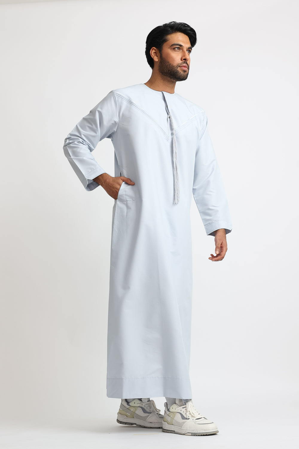 J101 Pale Blue Boys Pleated Emirati Thobe