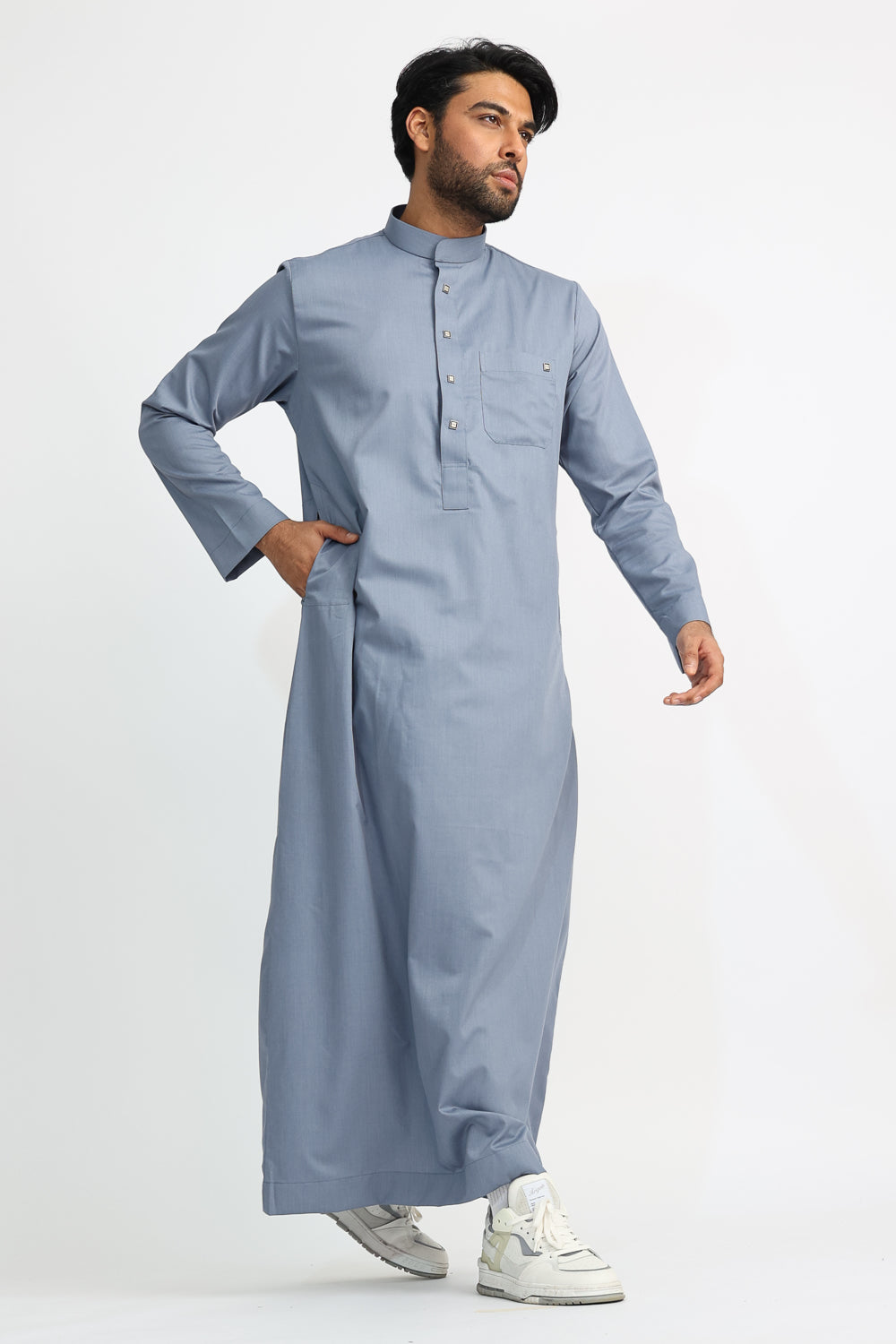 J1519 Saudi Collar Regent Blue Thobe