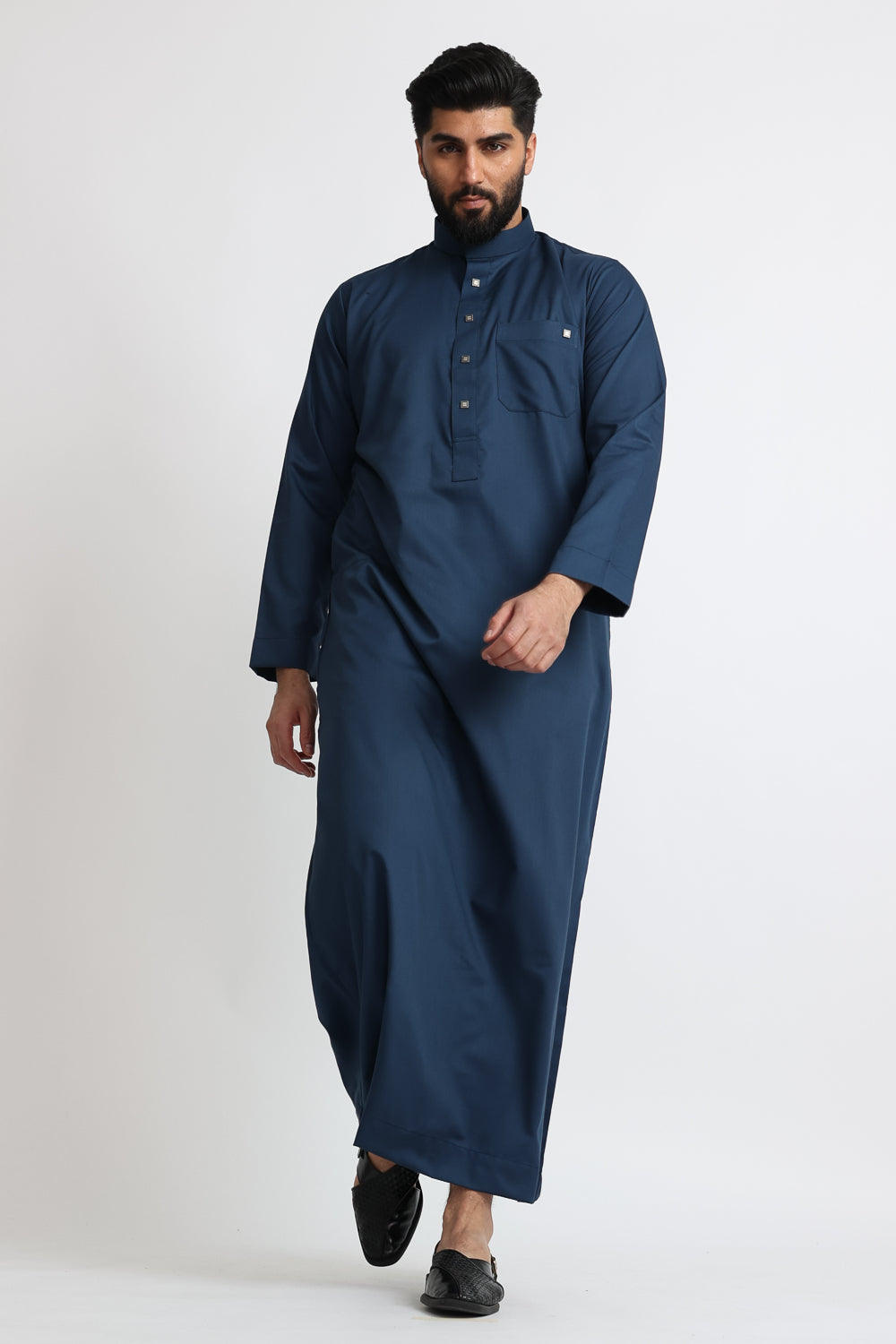 J1517 Navy Saudi Collar Thobe