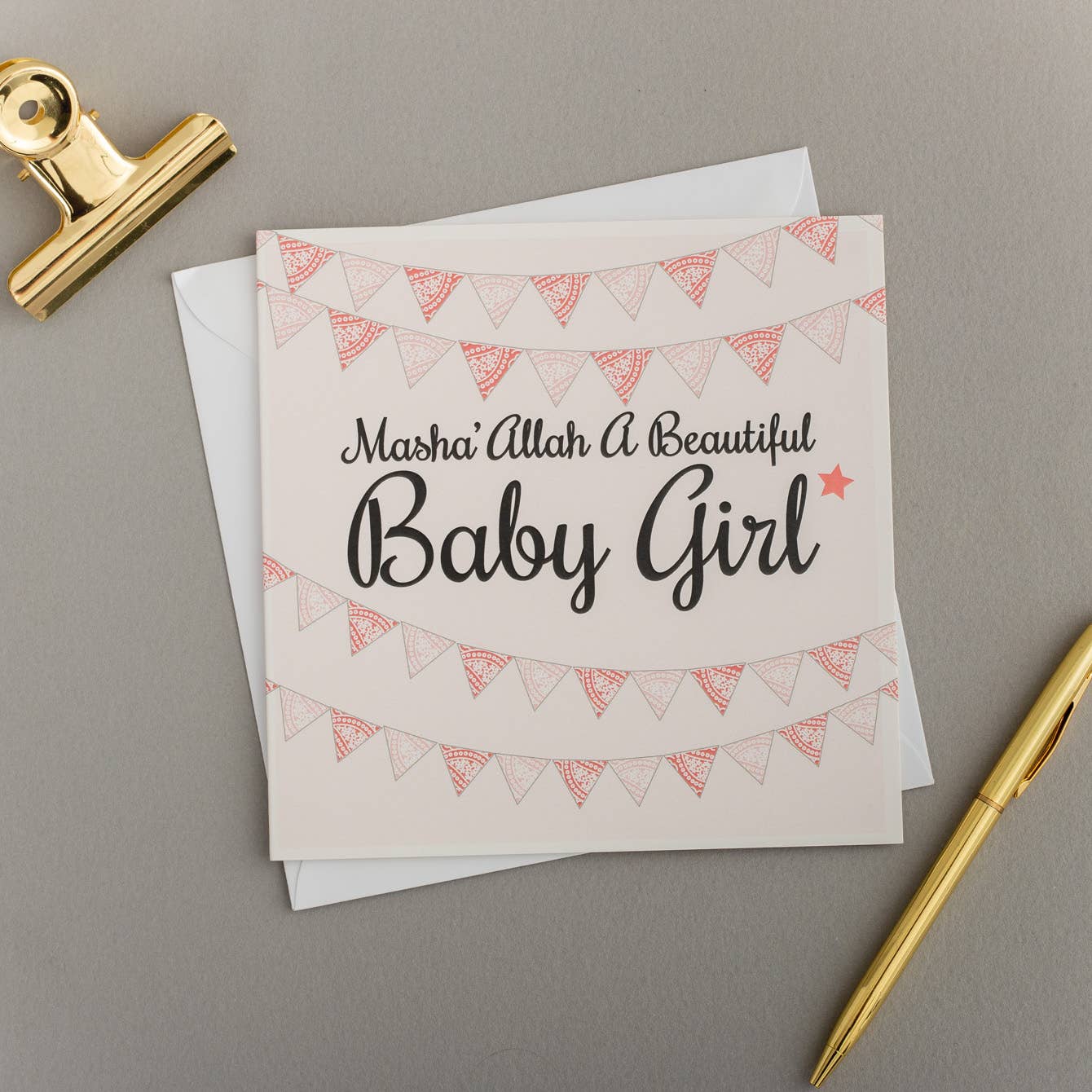 Eastern Print Studio - X6 MASHA’ ALLAH Baby Girl Card | Bunting