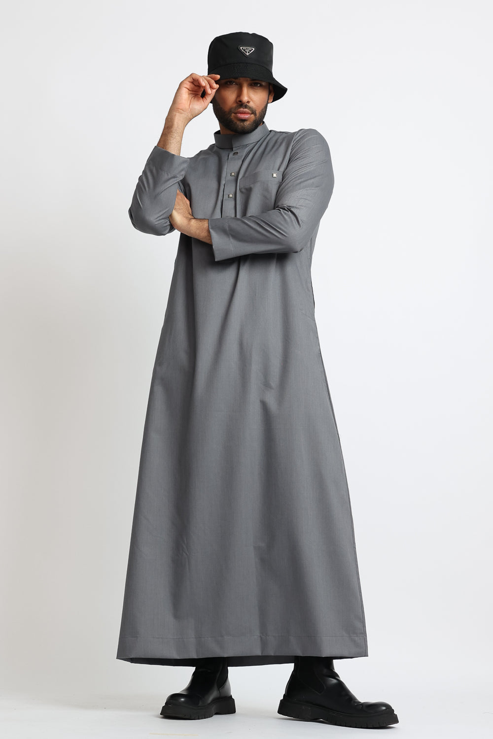 J1519 Saudi Collar Grey Thobe