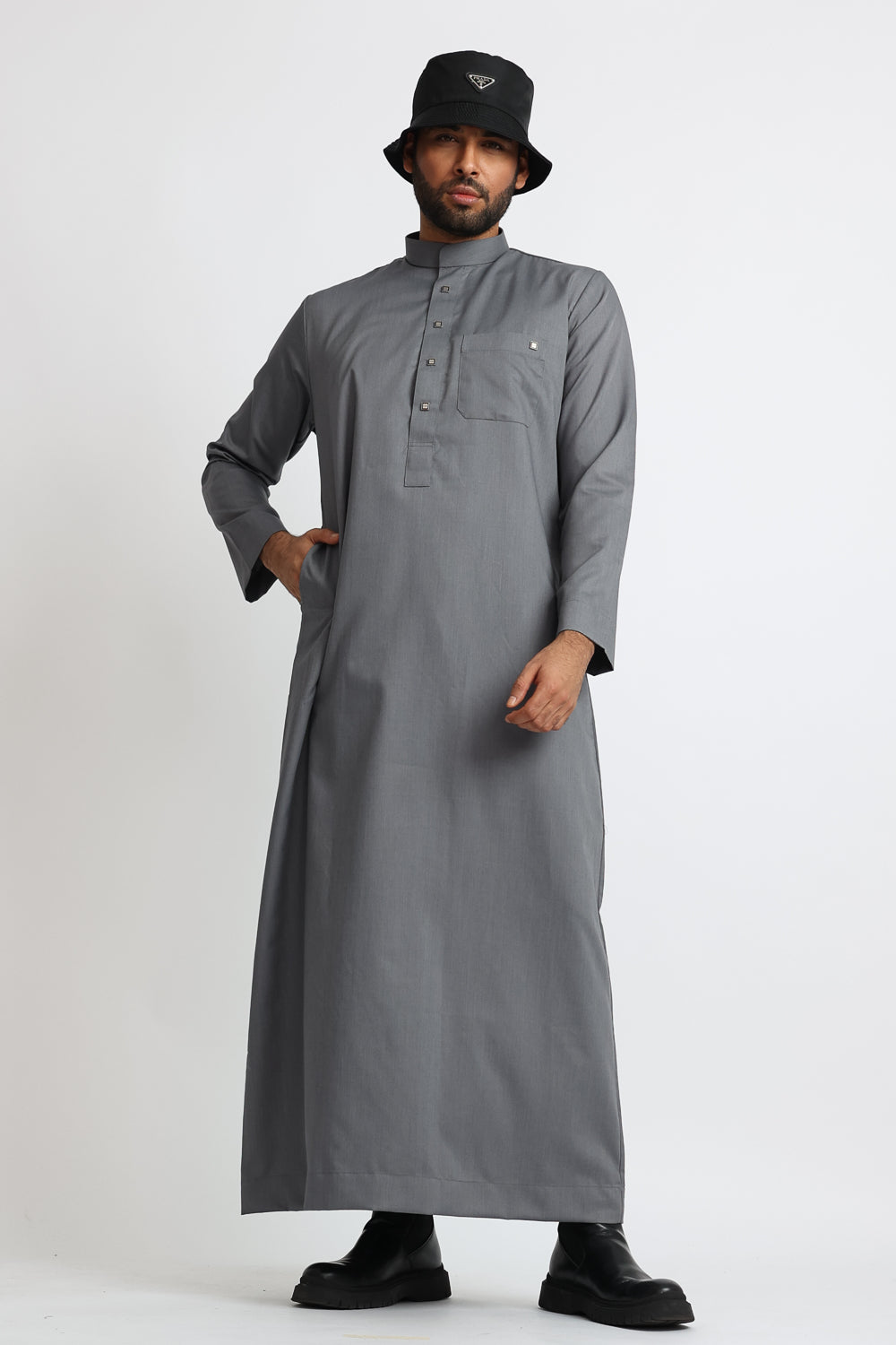 J1519 Saudi Collar Grey Thobe