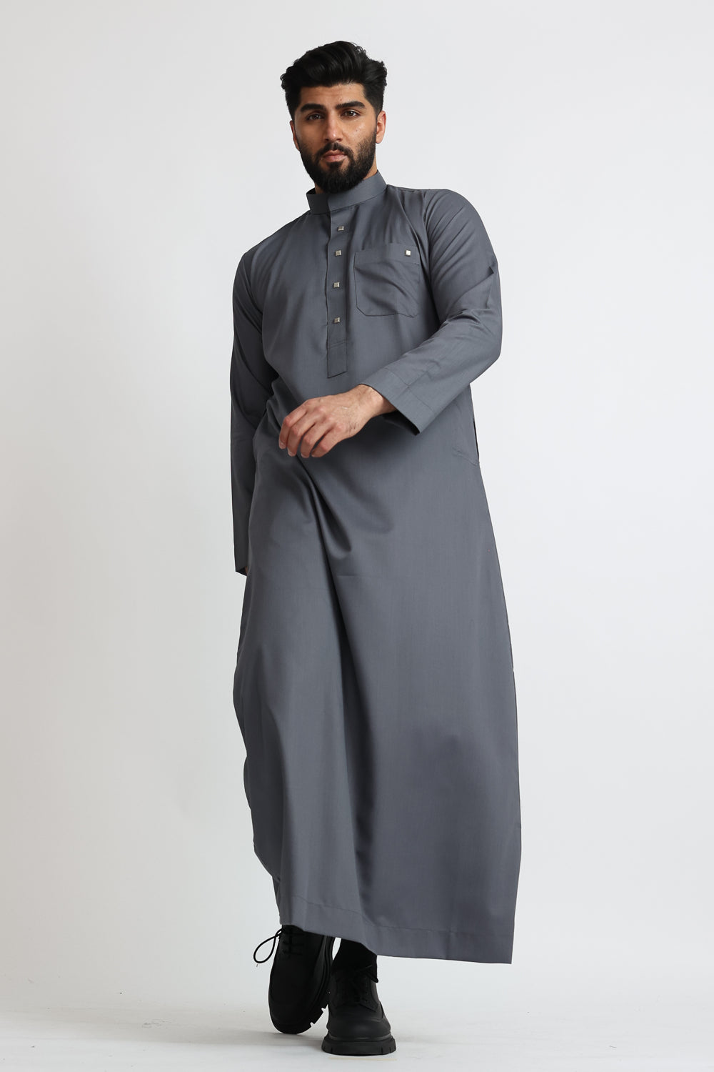 J1519 Saudi Collar Mid Grey Thobe