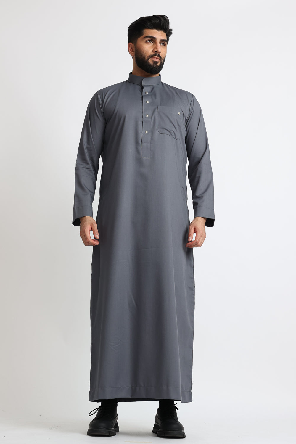 J1519 Saudi Collar Mid Grey Thobe