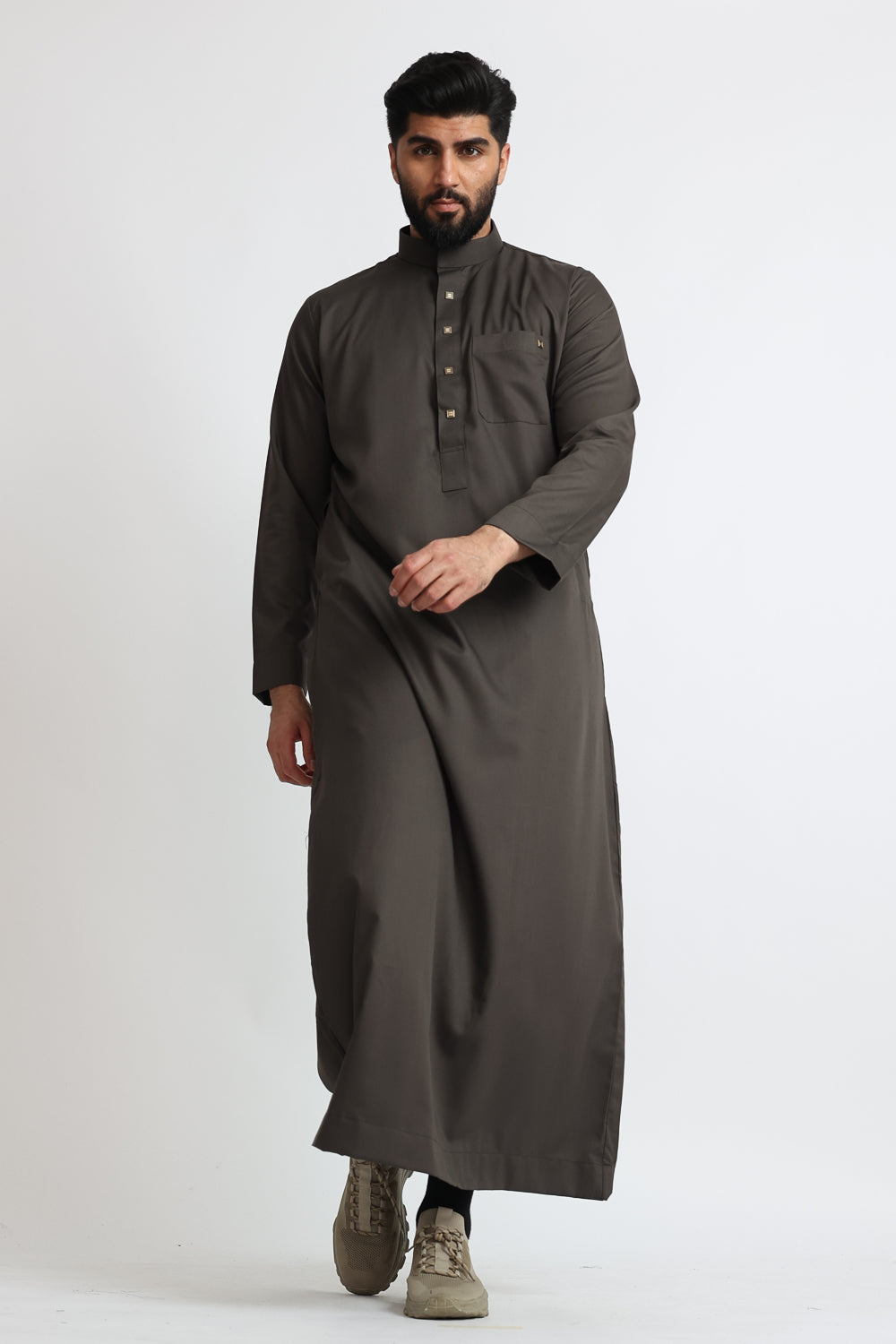 J1517 Charcoal Saudi Collar Thobe