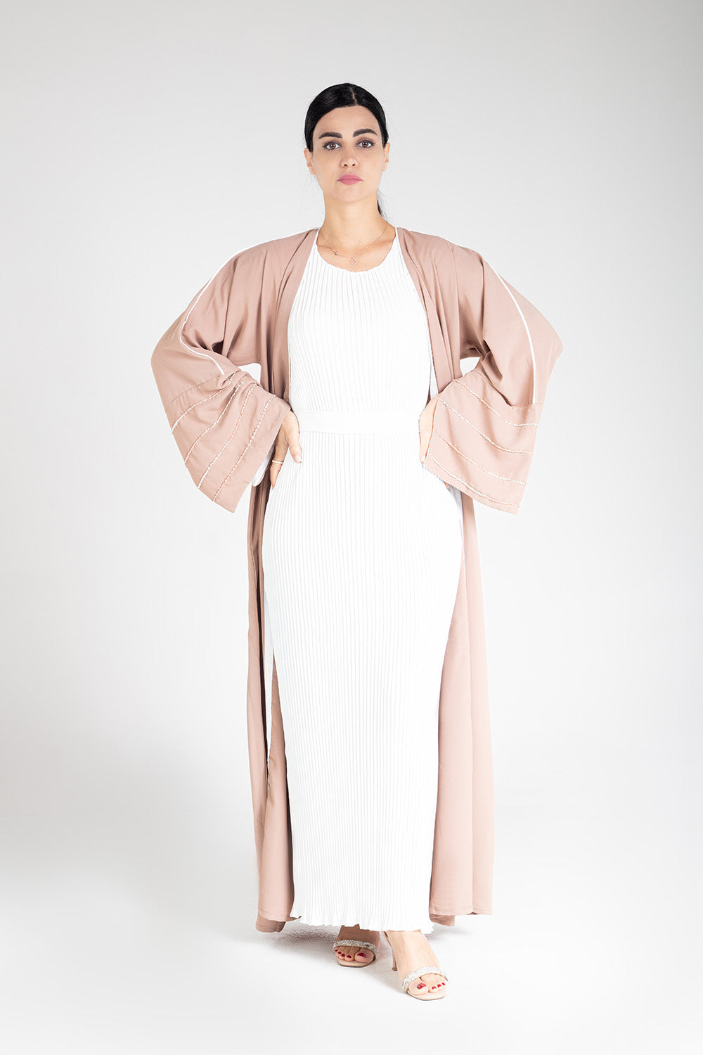 Blush Elegance Open Abaya