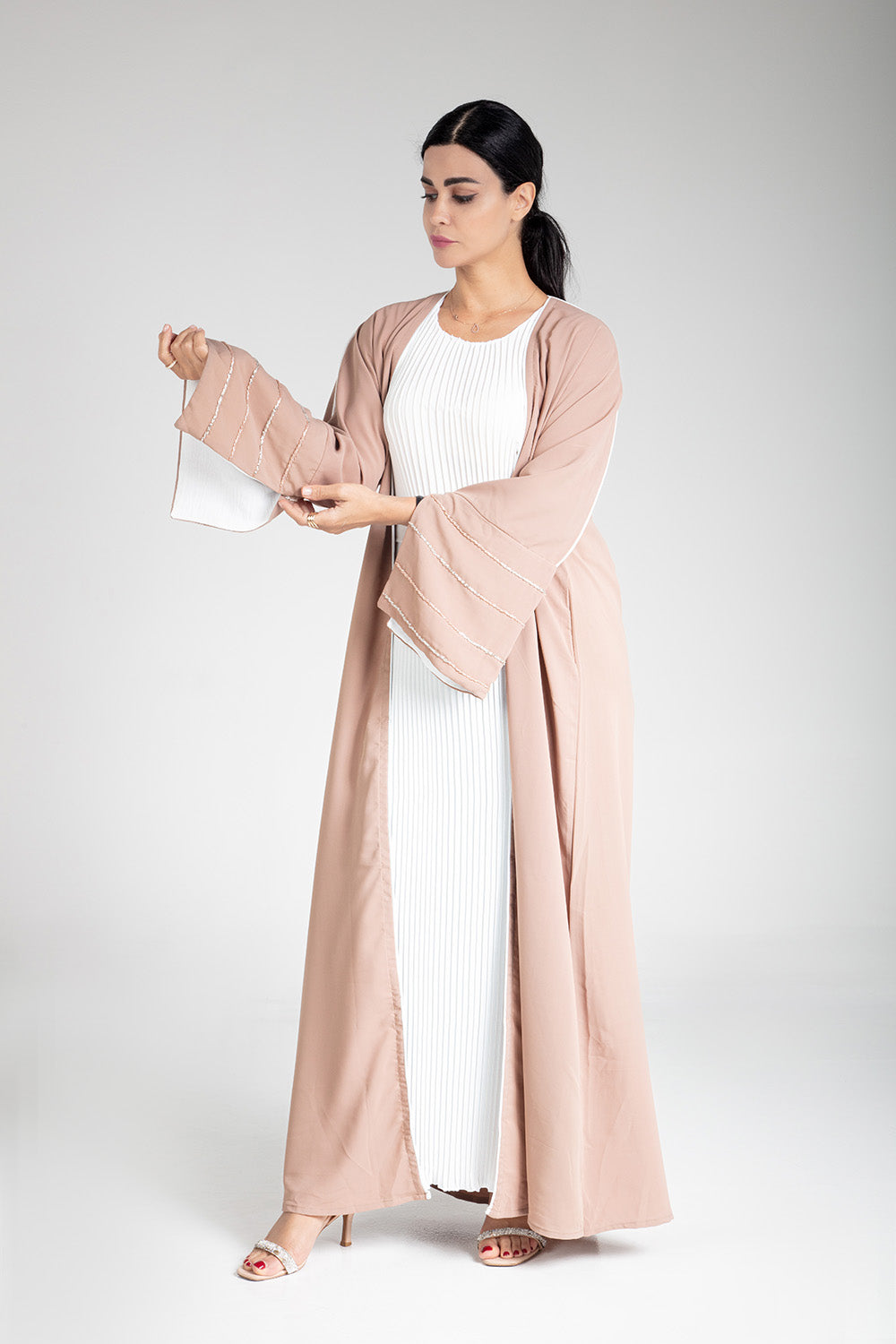 Blush Elegance Open Abaya