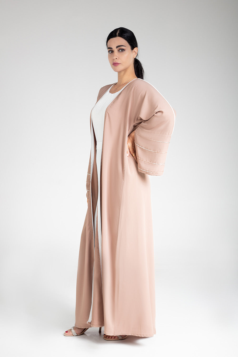 Blush Elegance Open Abaya