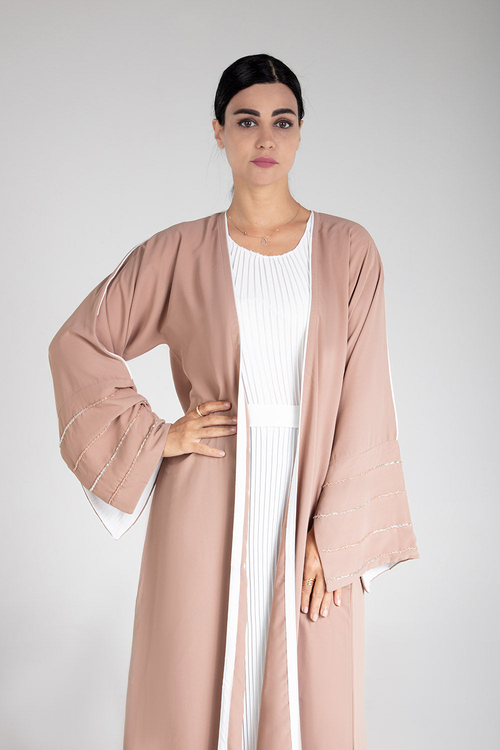 Blush Elegance Open Abaya