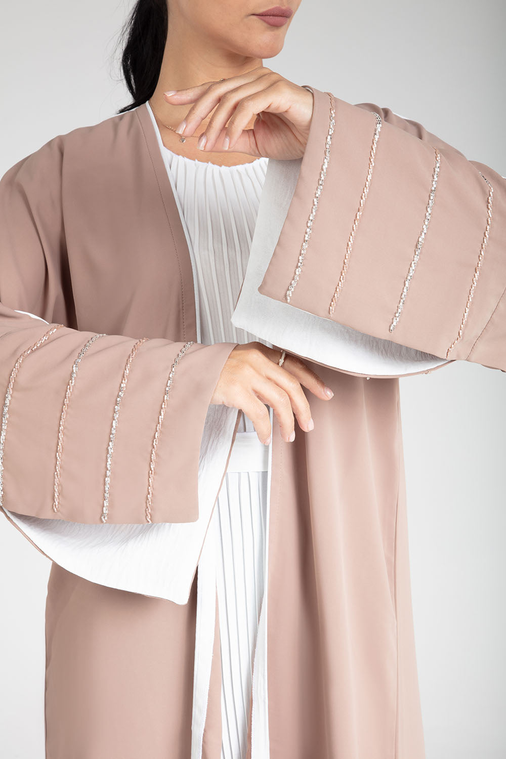 Blush Elegance Open Abaya