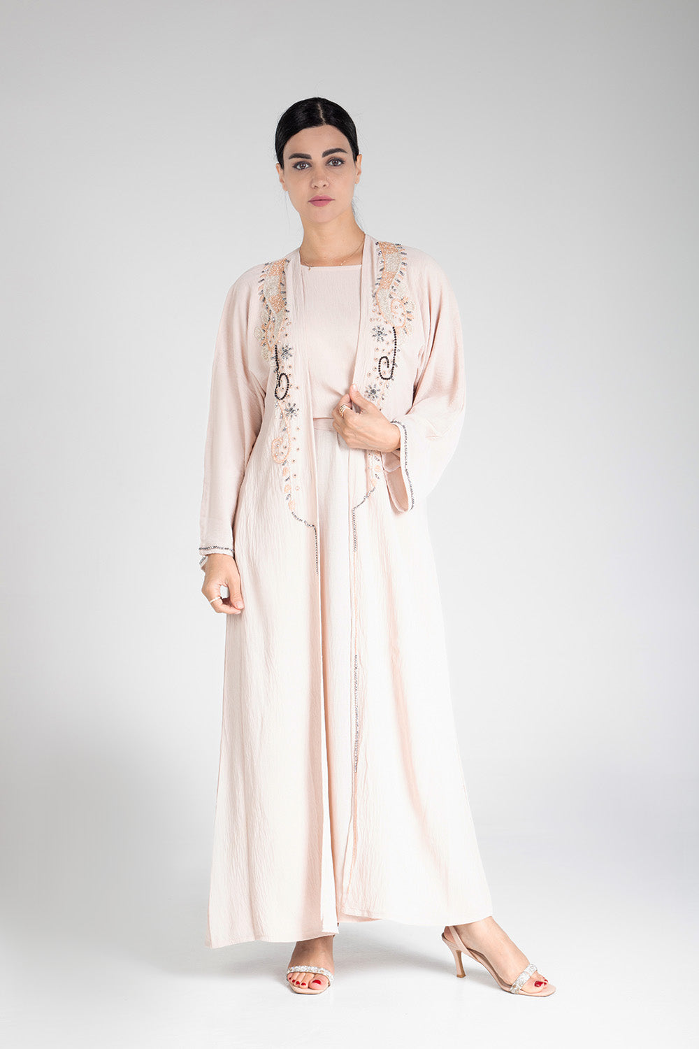 Soft Peach Bead Abaya