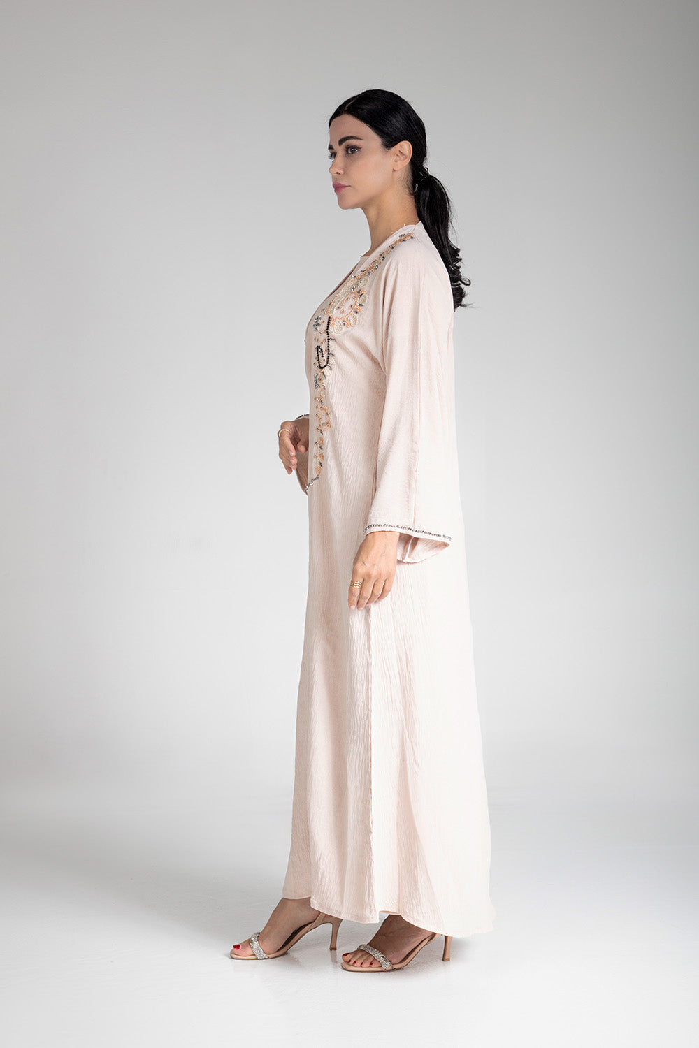 Soft Peach Bead Abaya