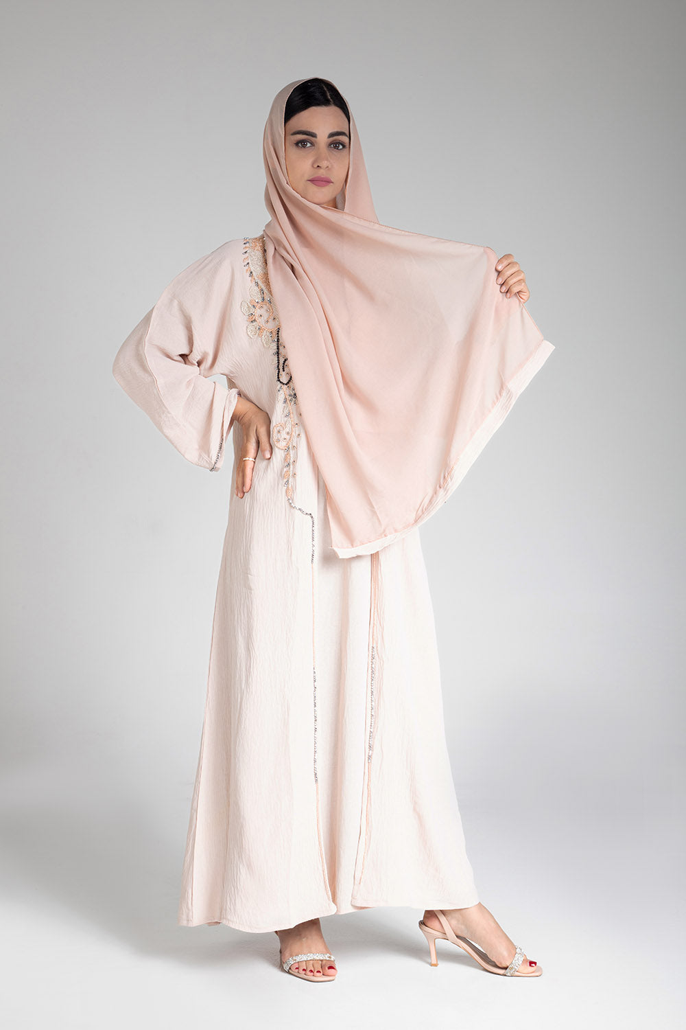 Soft Peach Bead Abaya