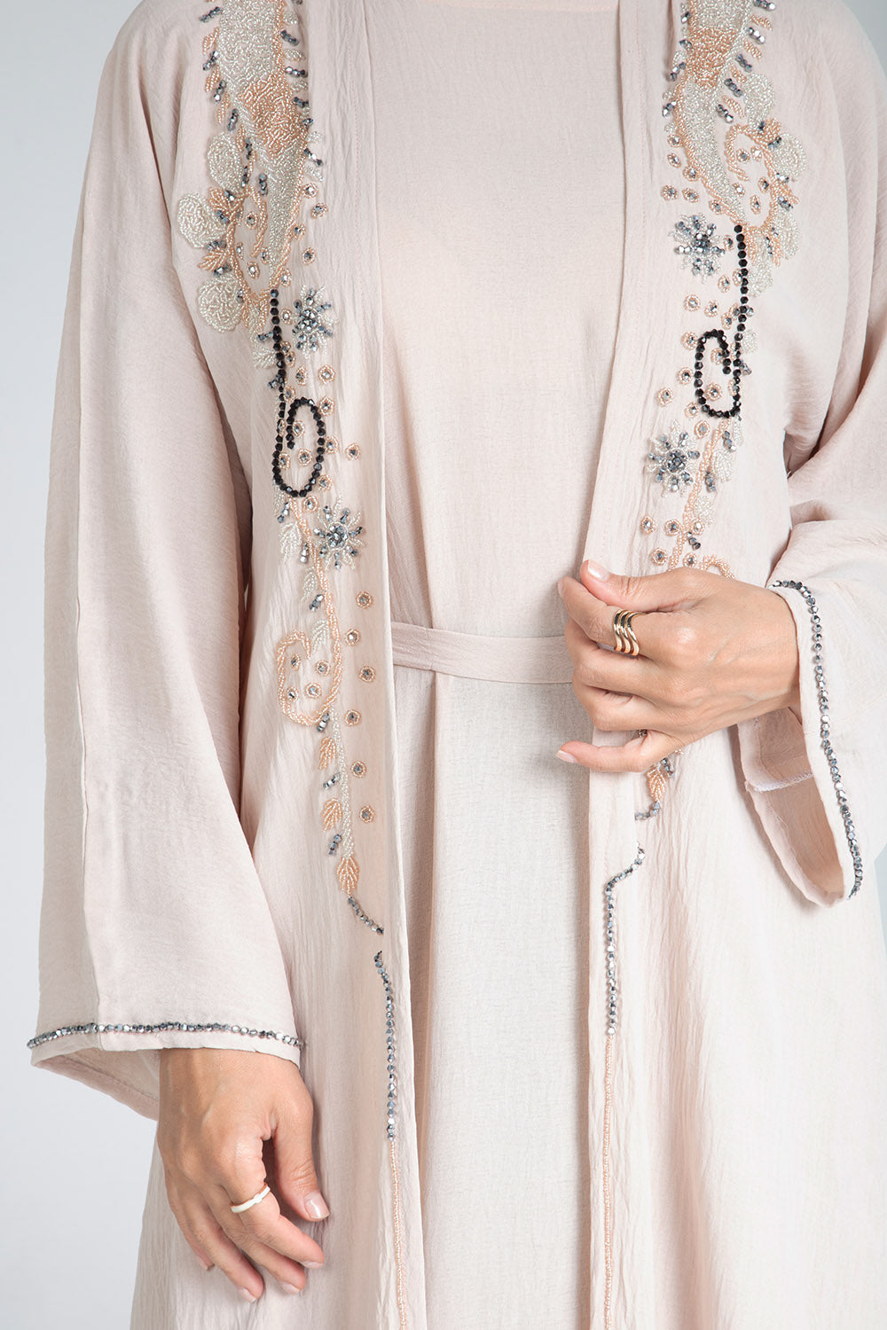 Soft Peach Bead Abaya