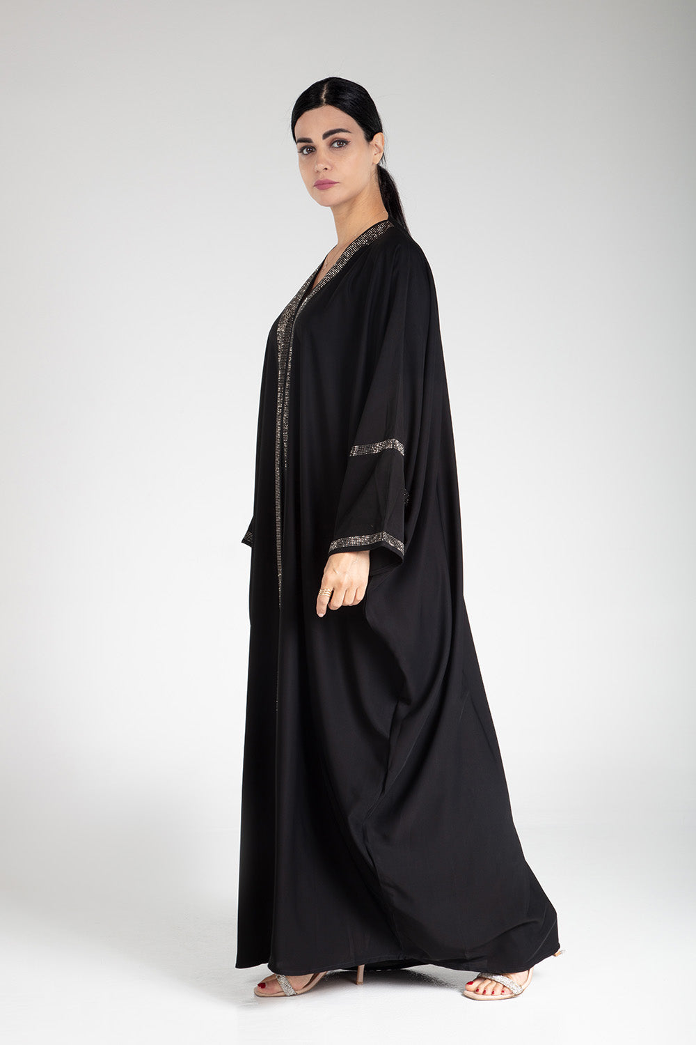 Black Sparkle Open Abaya