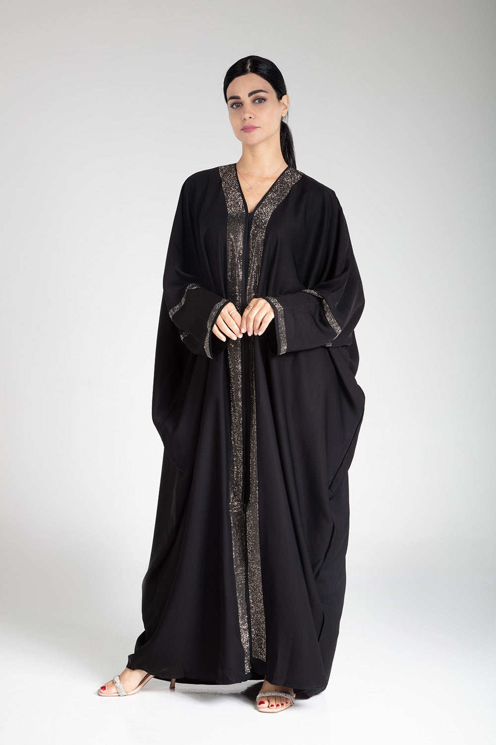 Black Sparkle Open Abaya