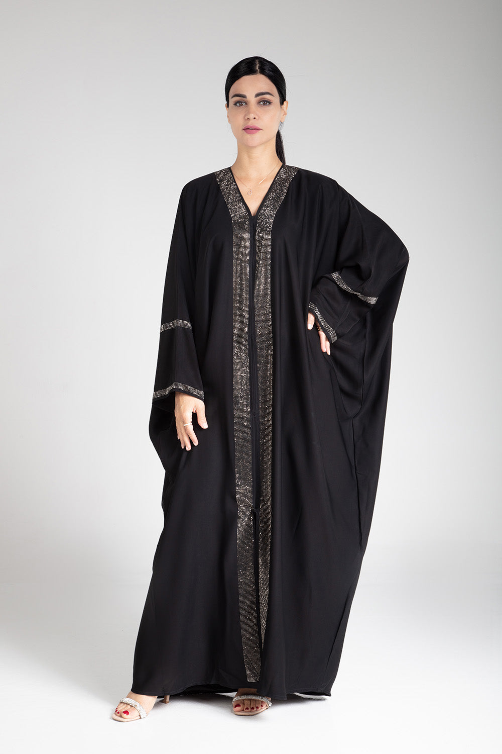 Black Sparkle Open Abaya