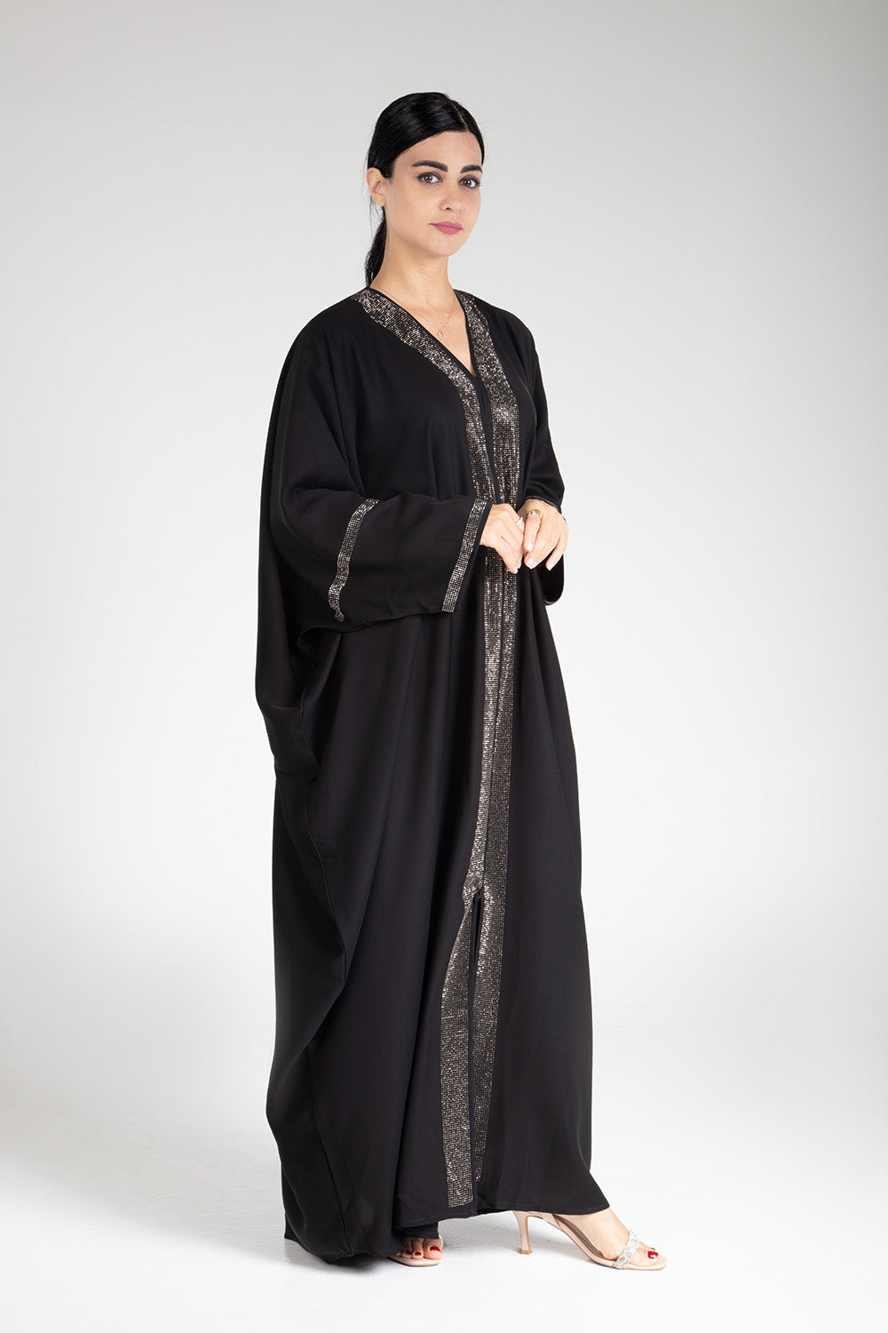 Black Sparkle Open Abaya