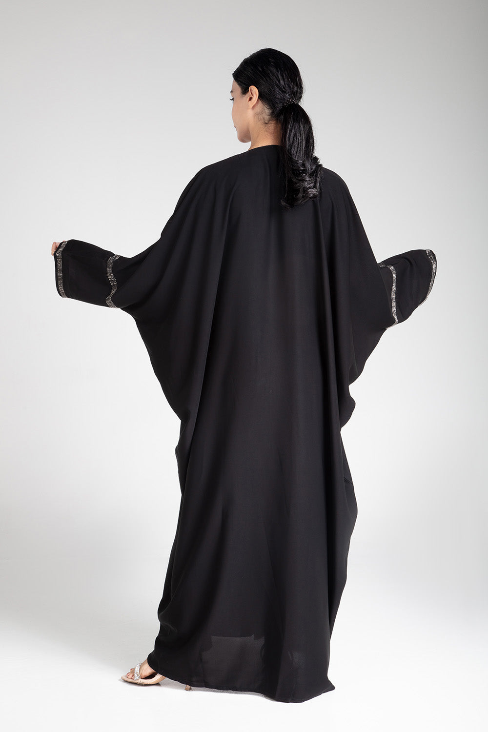 Black Sparkle Open Abaya