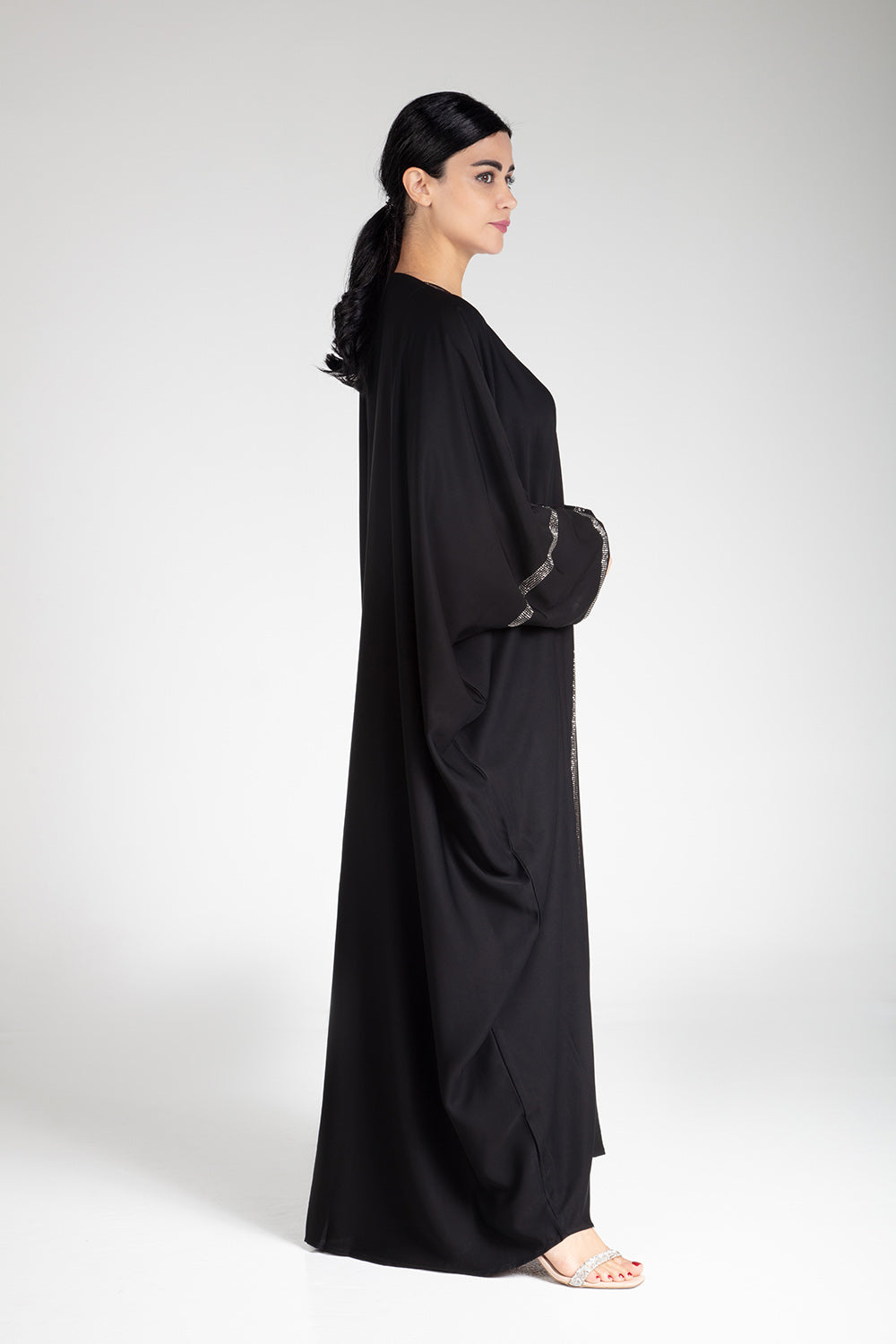 Black Sparkle Open Abaya