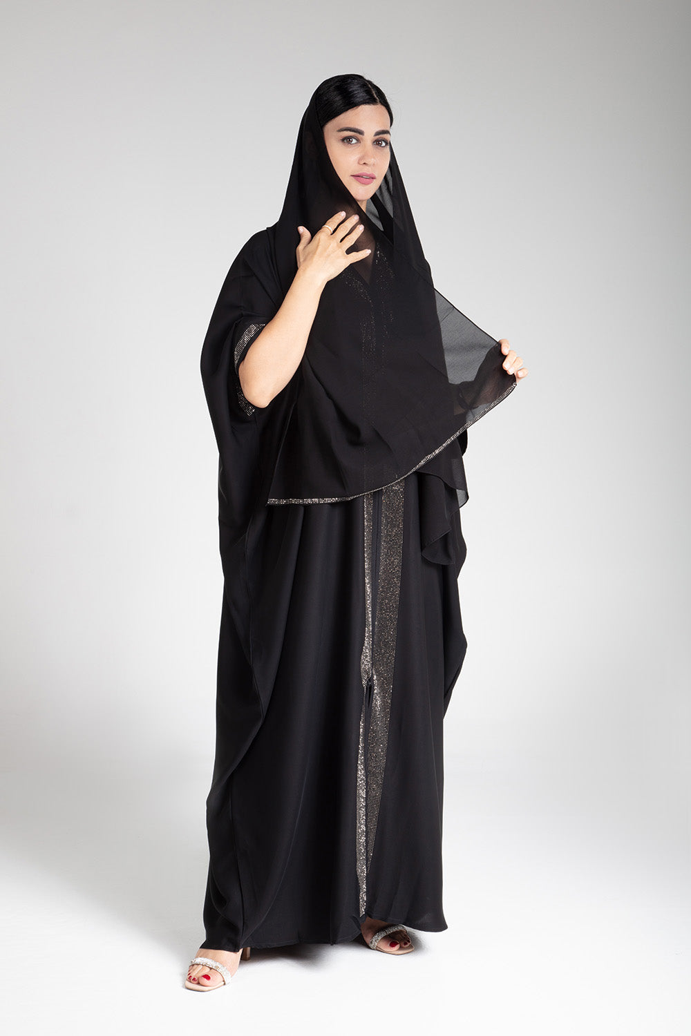 Black Sparkle Open Abaya