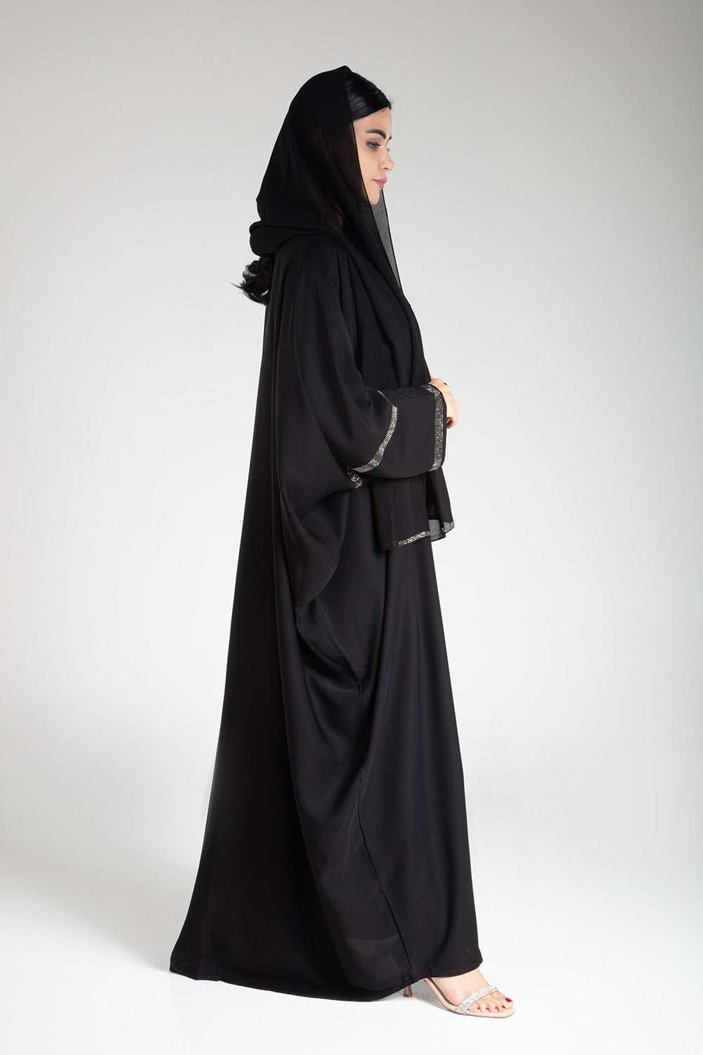 Black Sparkle Open Abaya