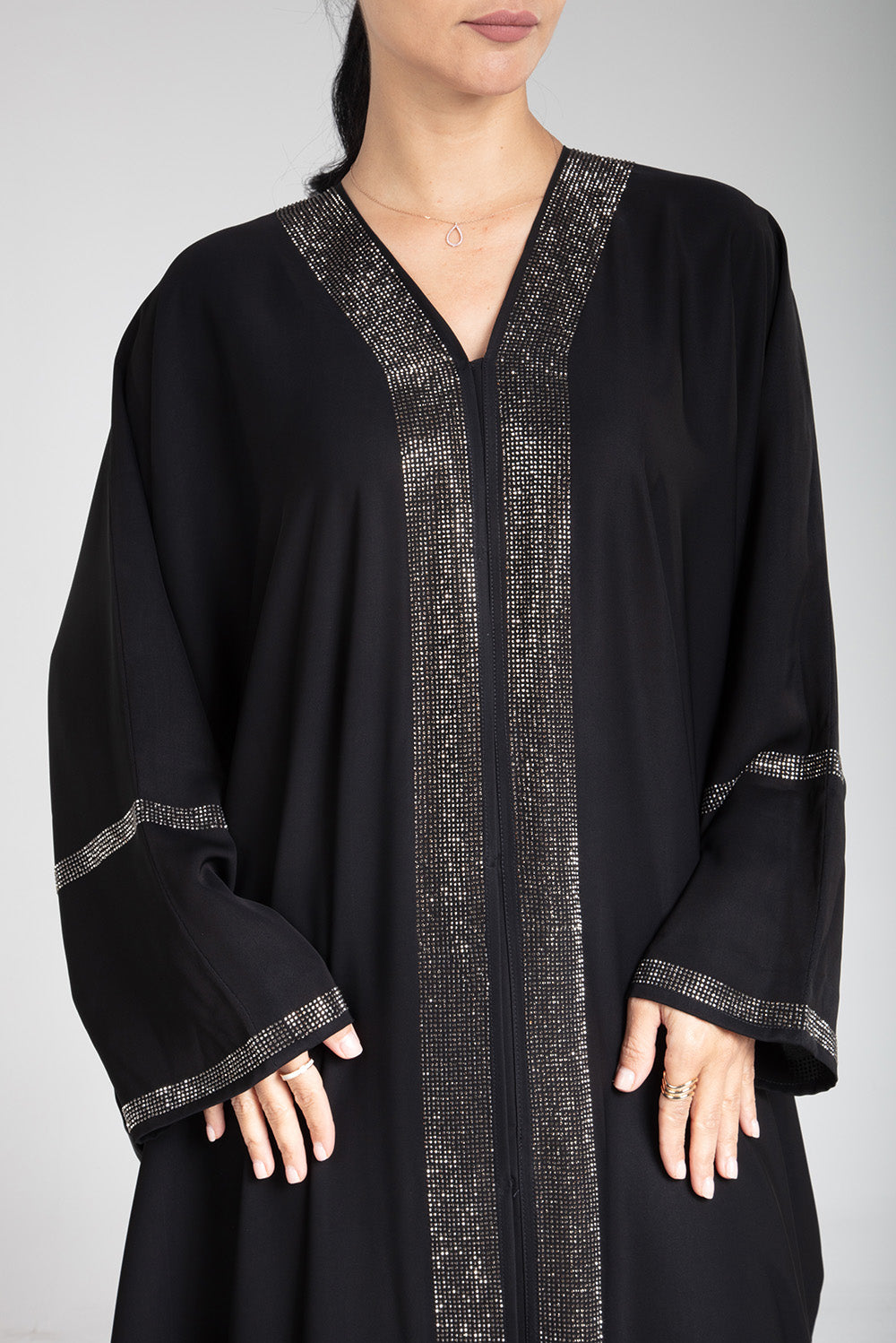 Black Sparkle Open Abaya