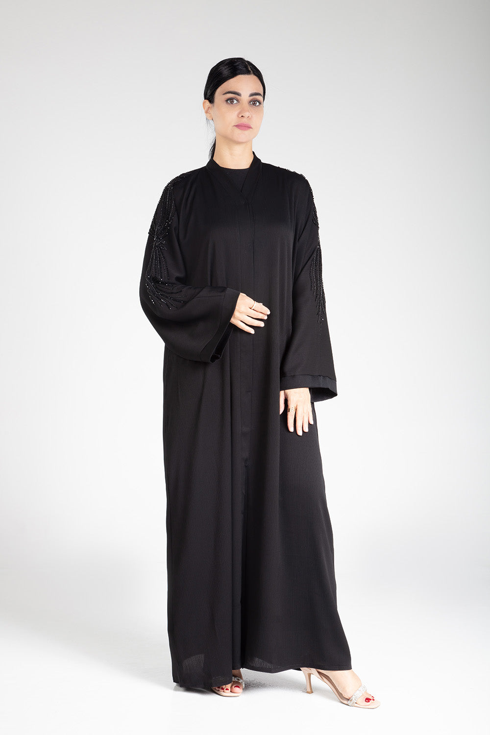 Noir Cascade Open Abaya