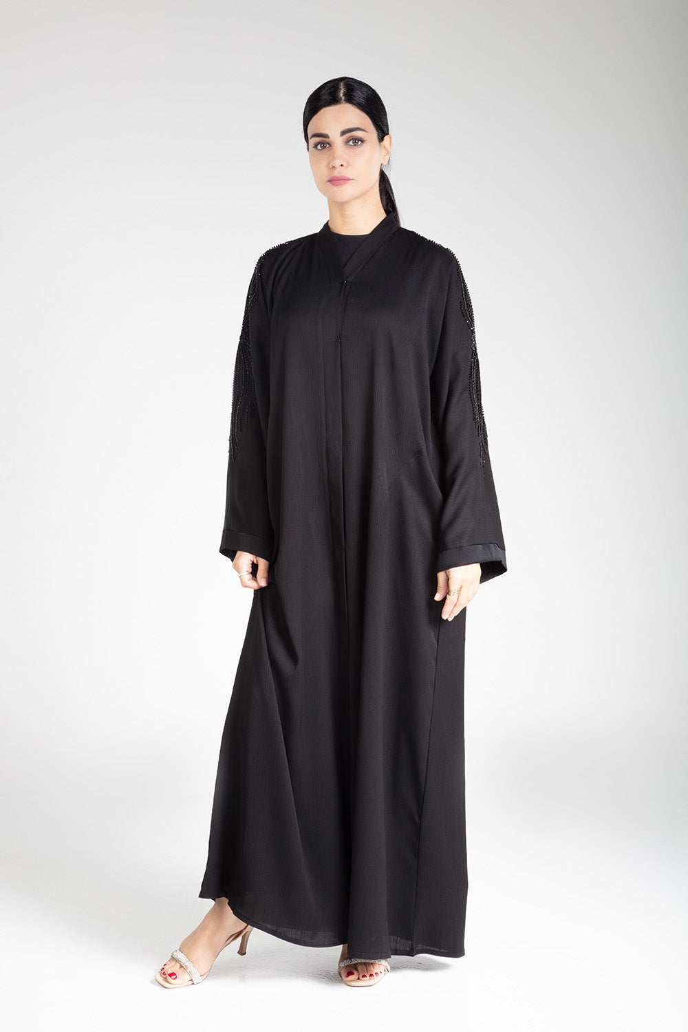 Noir Cascade Open Abaya