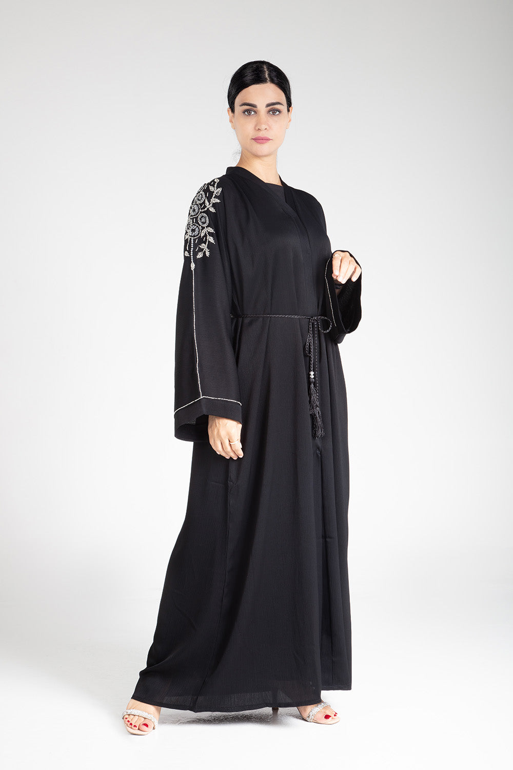 Midnight Floral Open Abaya