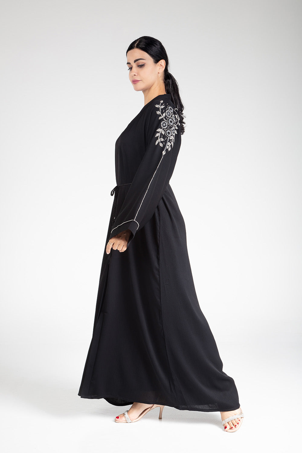 Midnight Floral Open Abaya