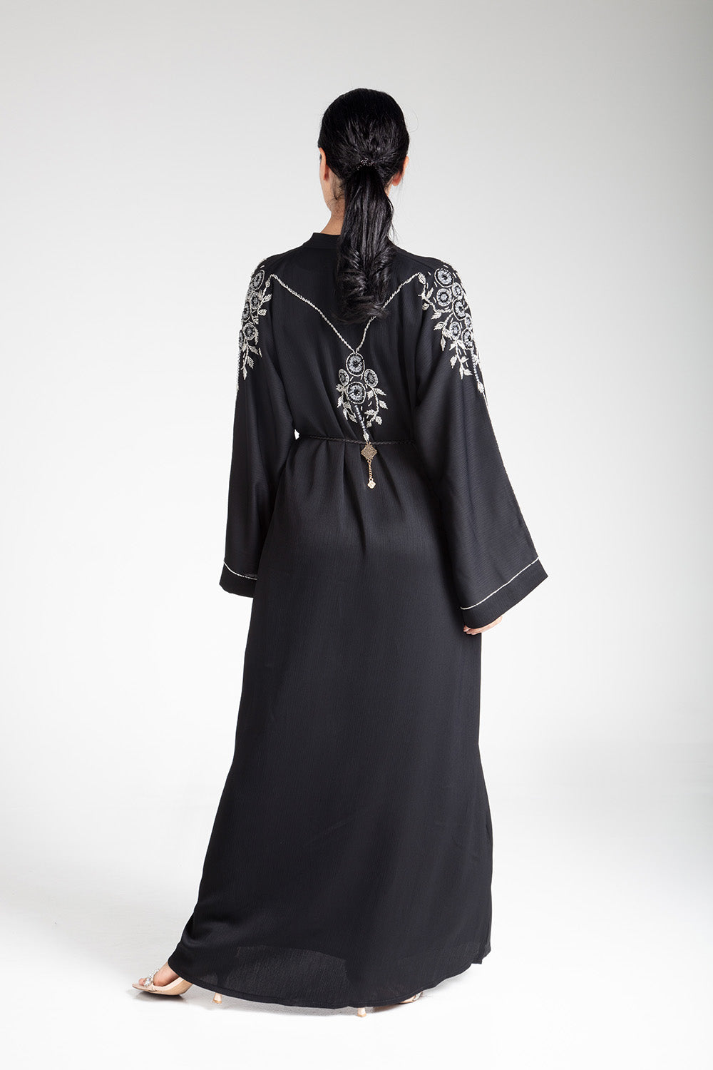 Midnight Floral Open Abaya