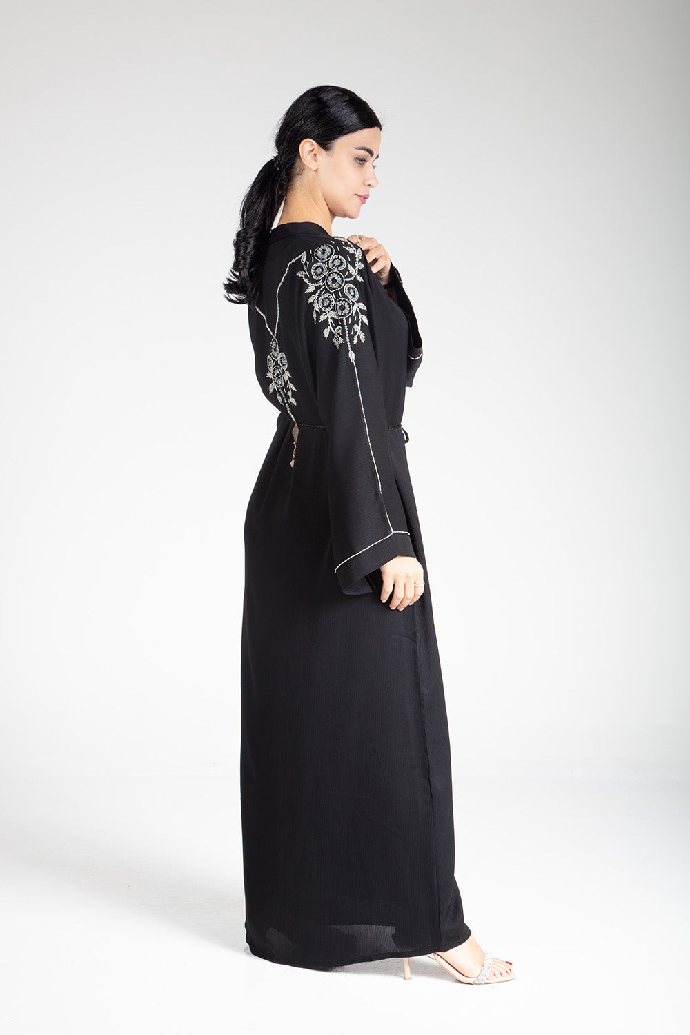 Midnight Floral Open Abaya