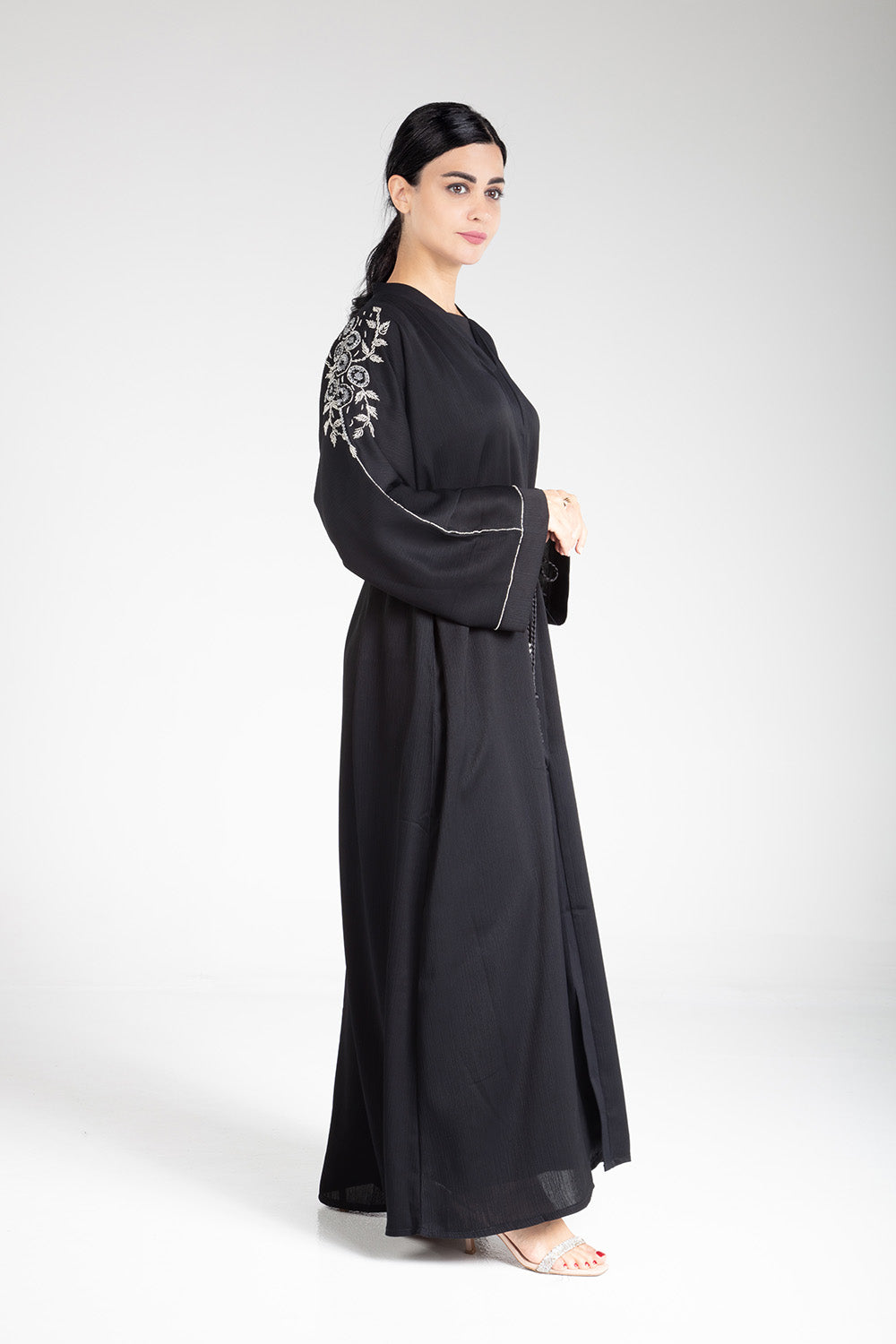 Midnight Floral Open Abaya