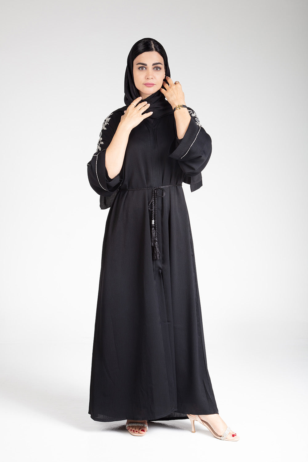 Midnight Floral Open Abaya