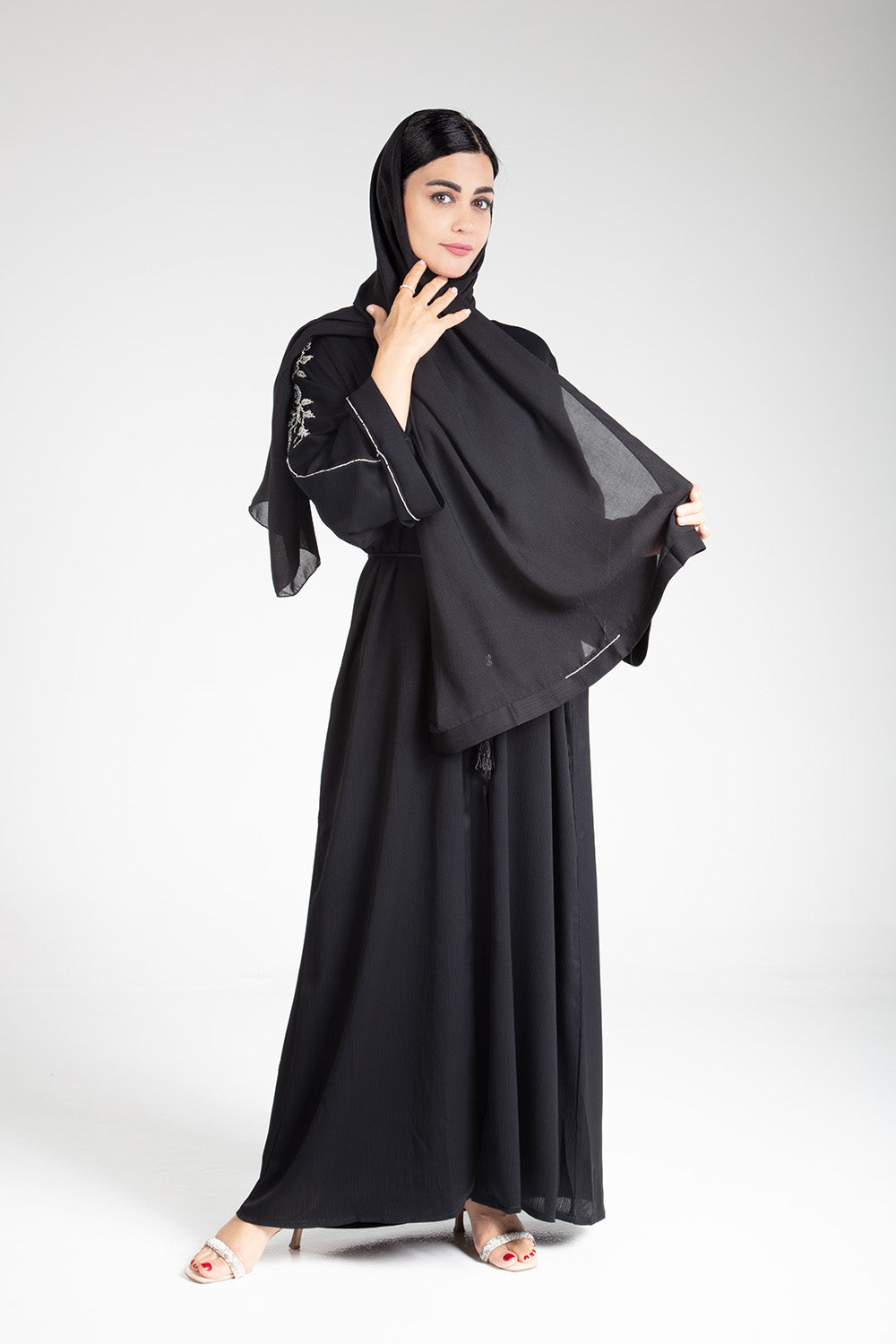 Midnight Floral Open Abaya