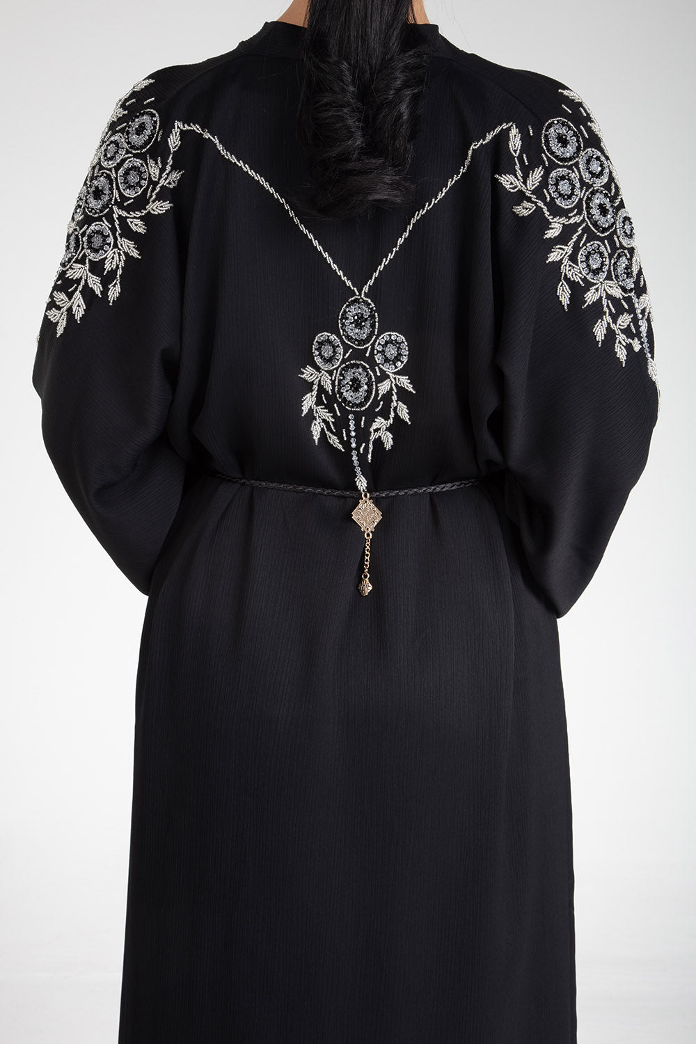 Midnight Floral Open Abaya