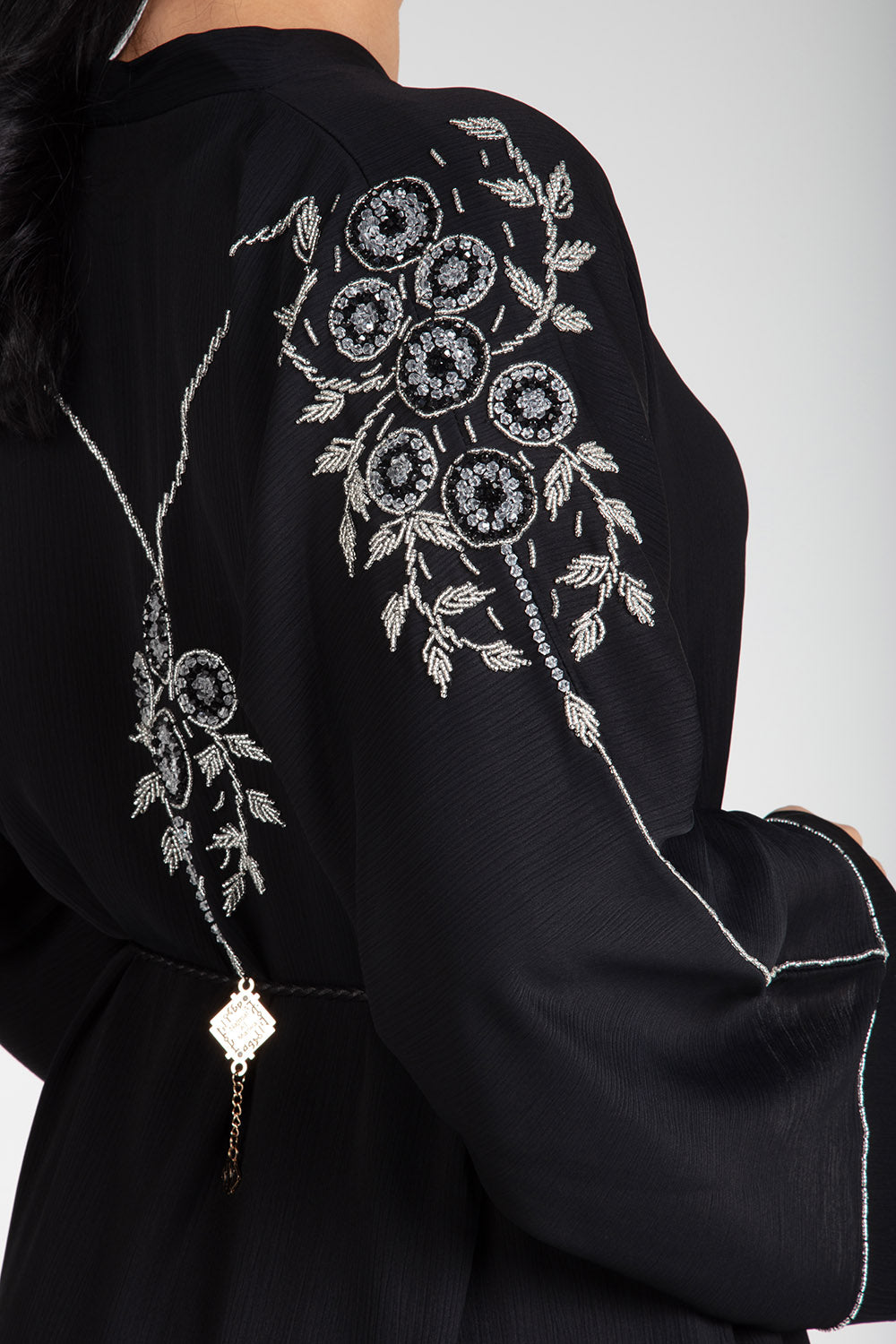 Midnight Floral Open Abaya