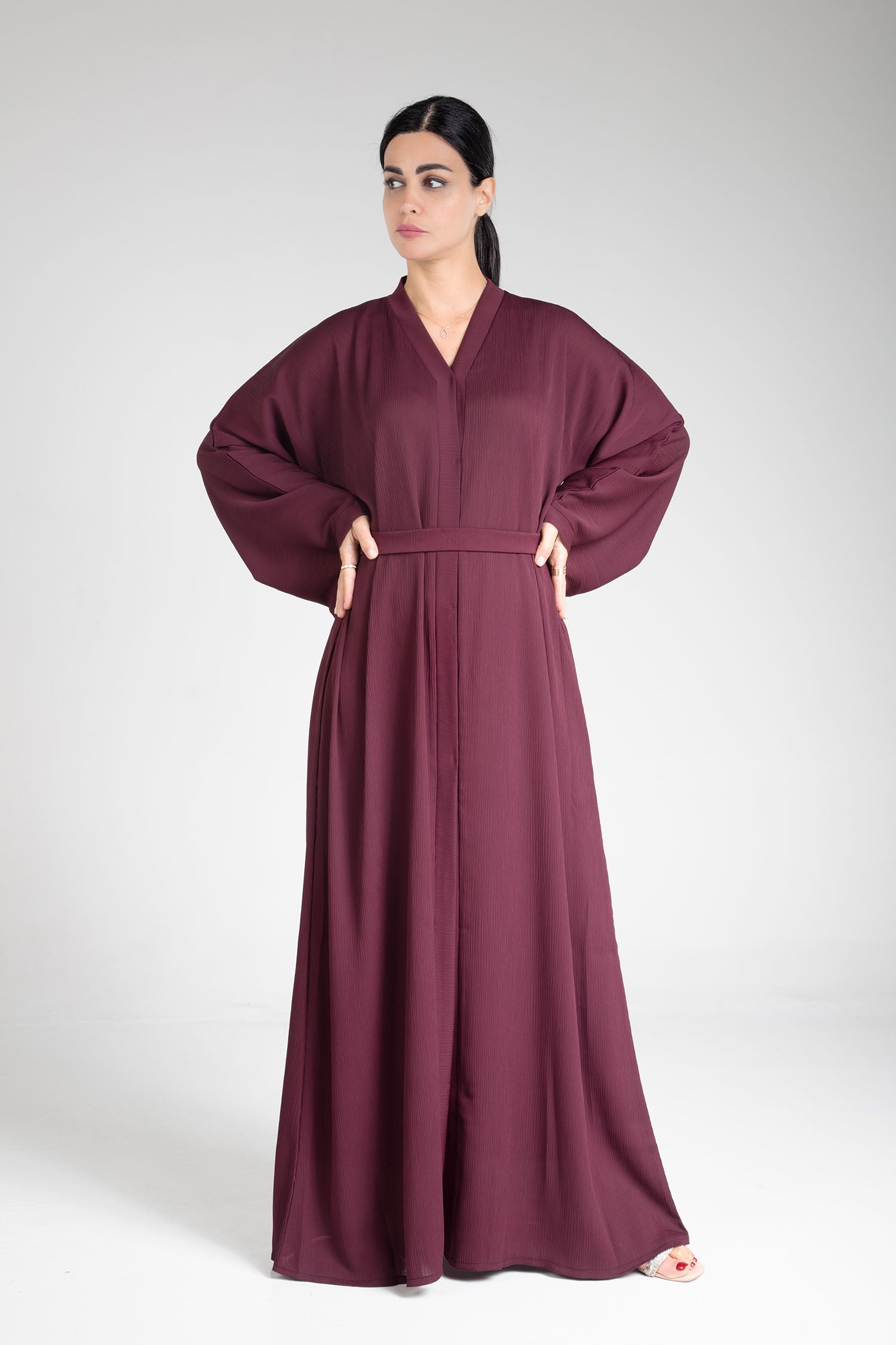 Maroon Open Abaya