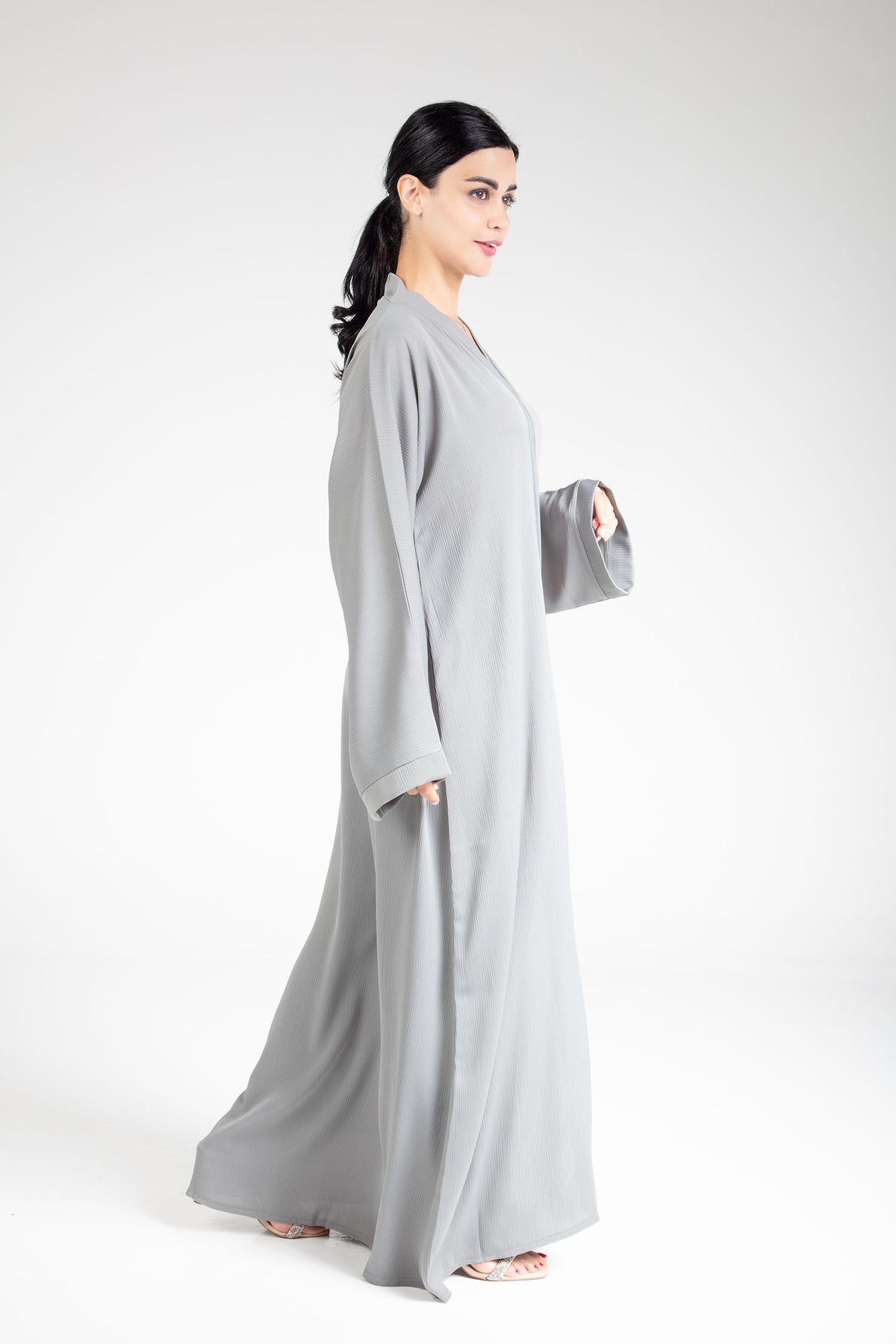 Powder Ash Open Abaya