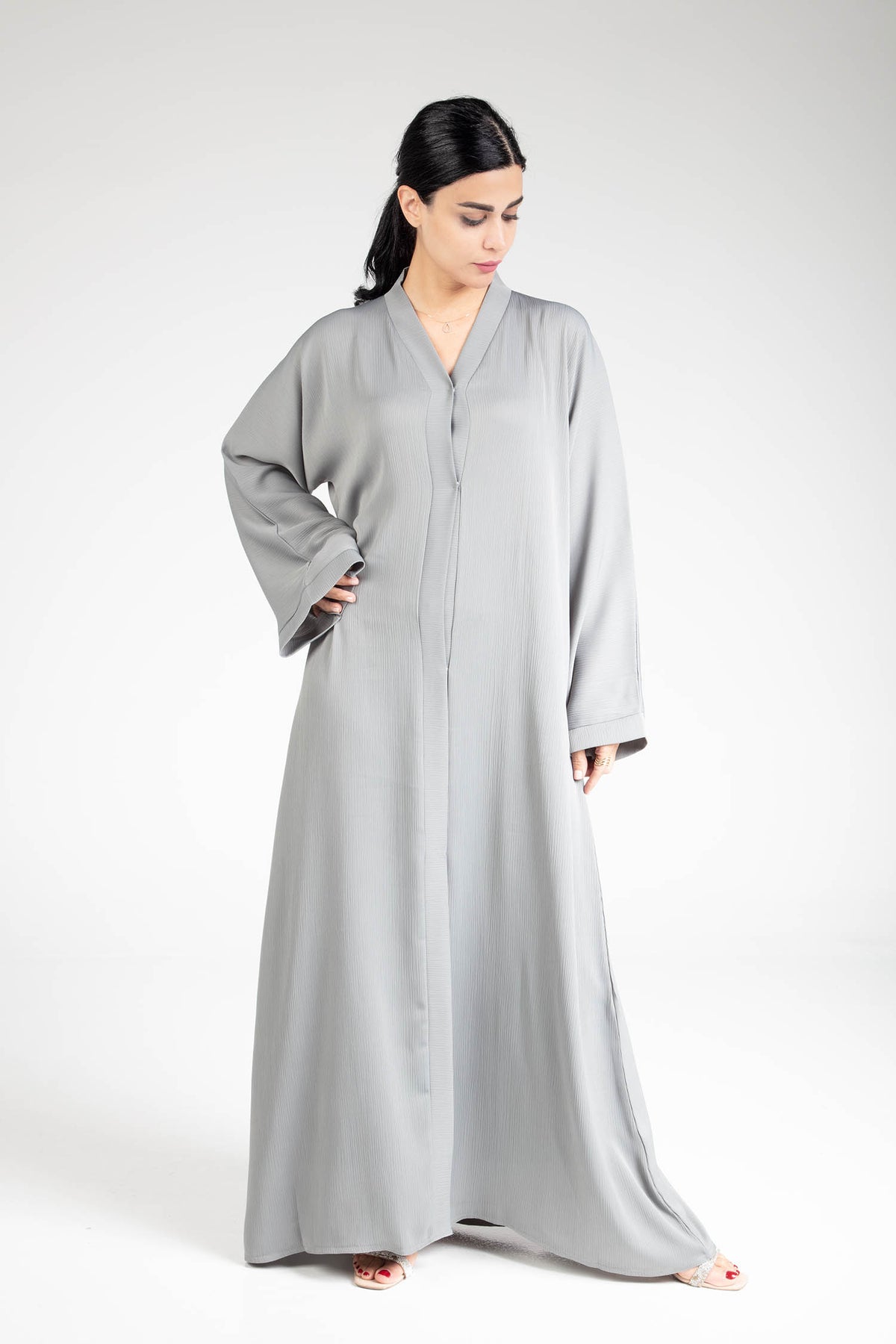 Powder Ash Open Abaya