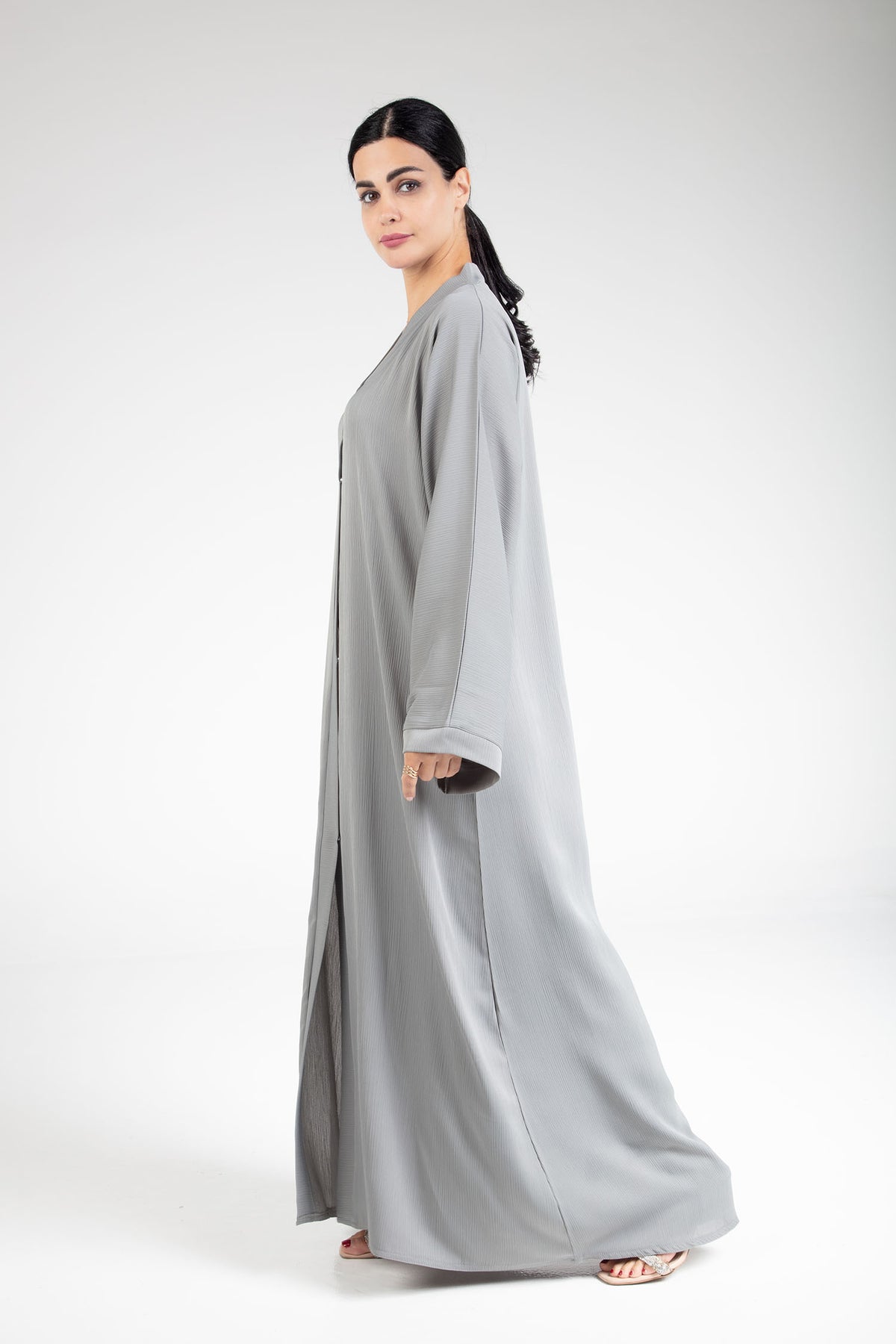 Powder Ash Open Abaya