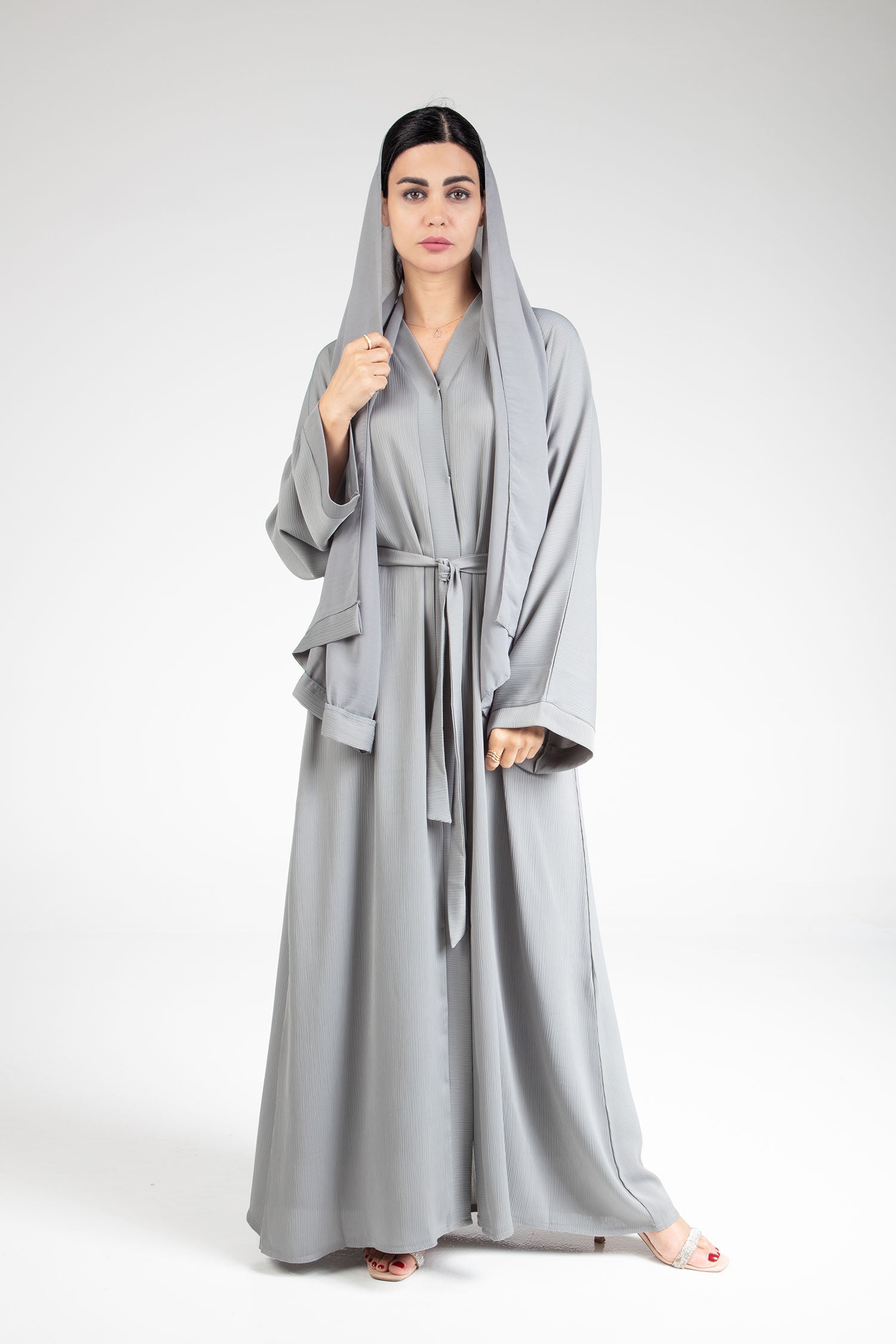 Powder Ash Open Abaya