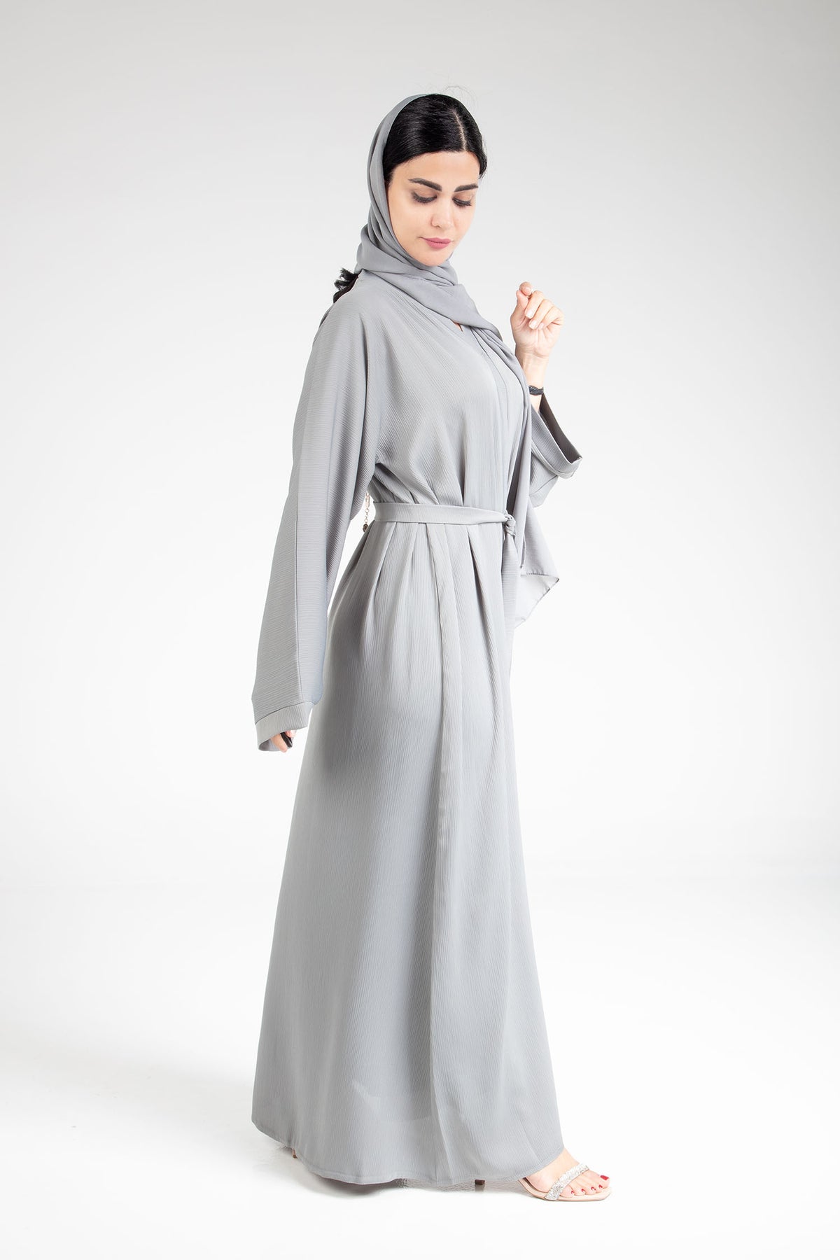 Powder Ash Open Abaya