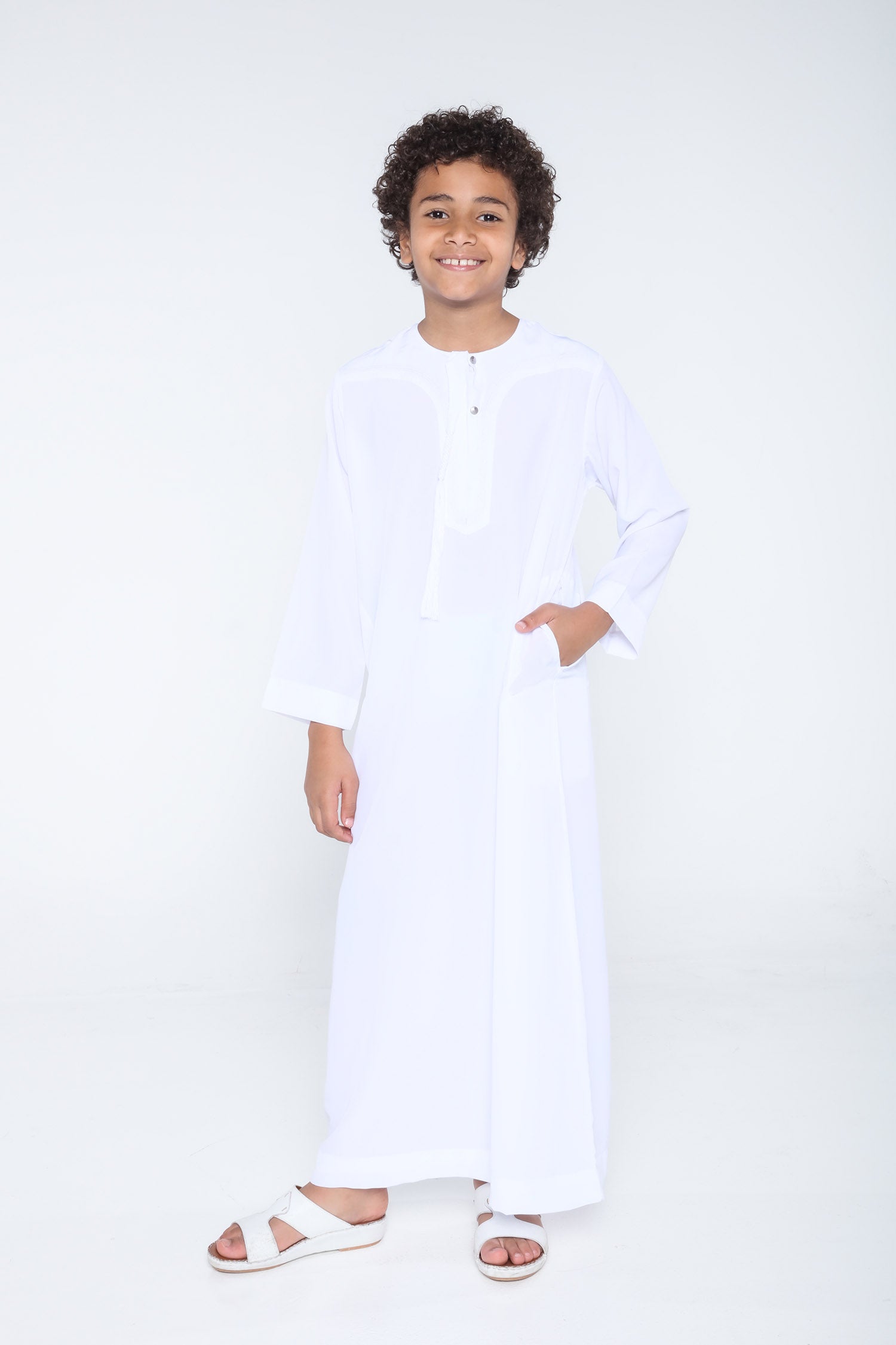 White Arab Omani Kids Jubba - JLifestyle Store