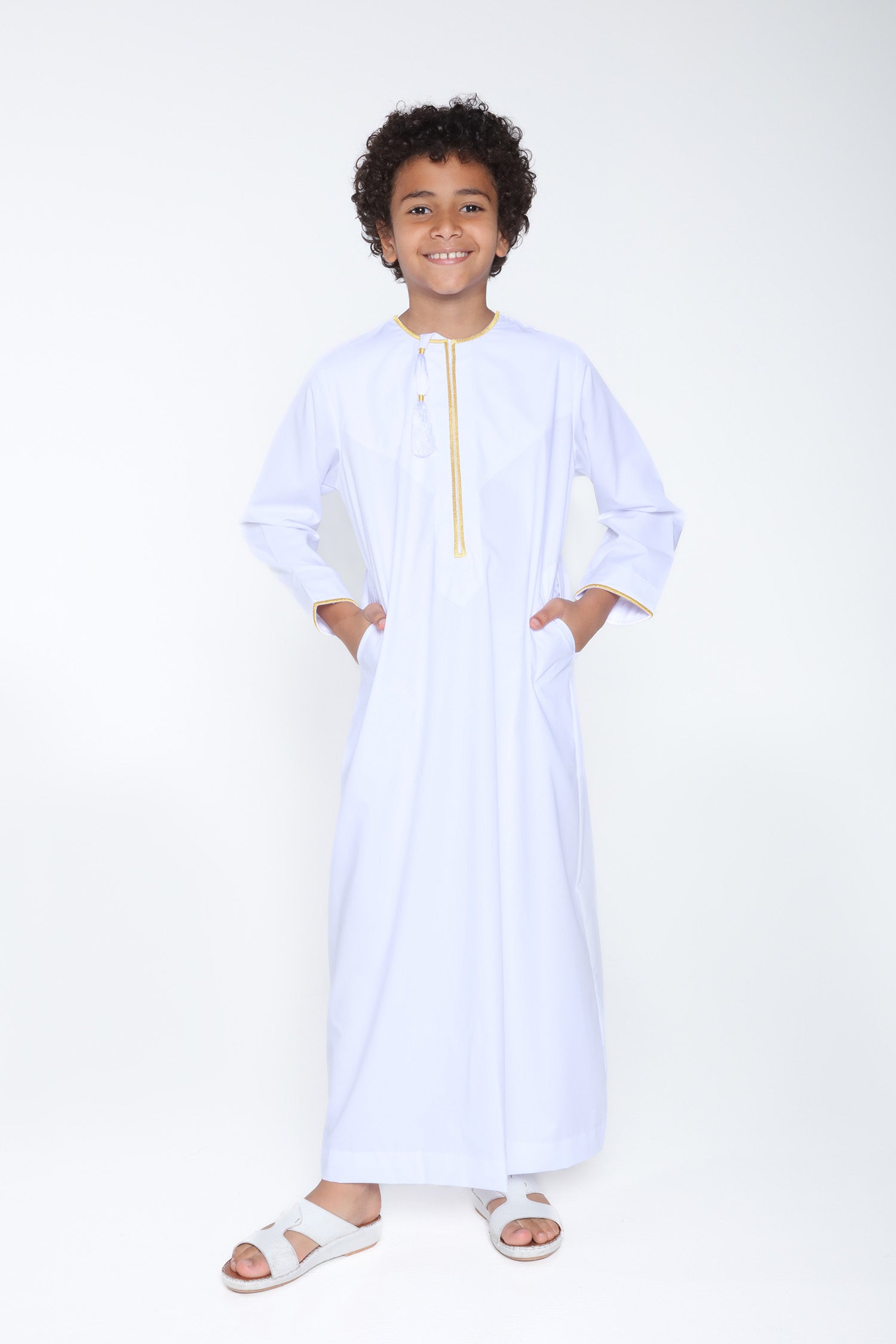 White|Gold Kids Habeel Thobe