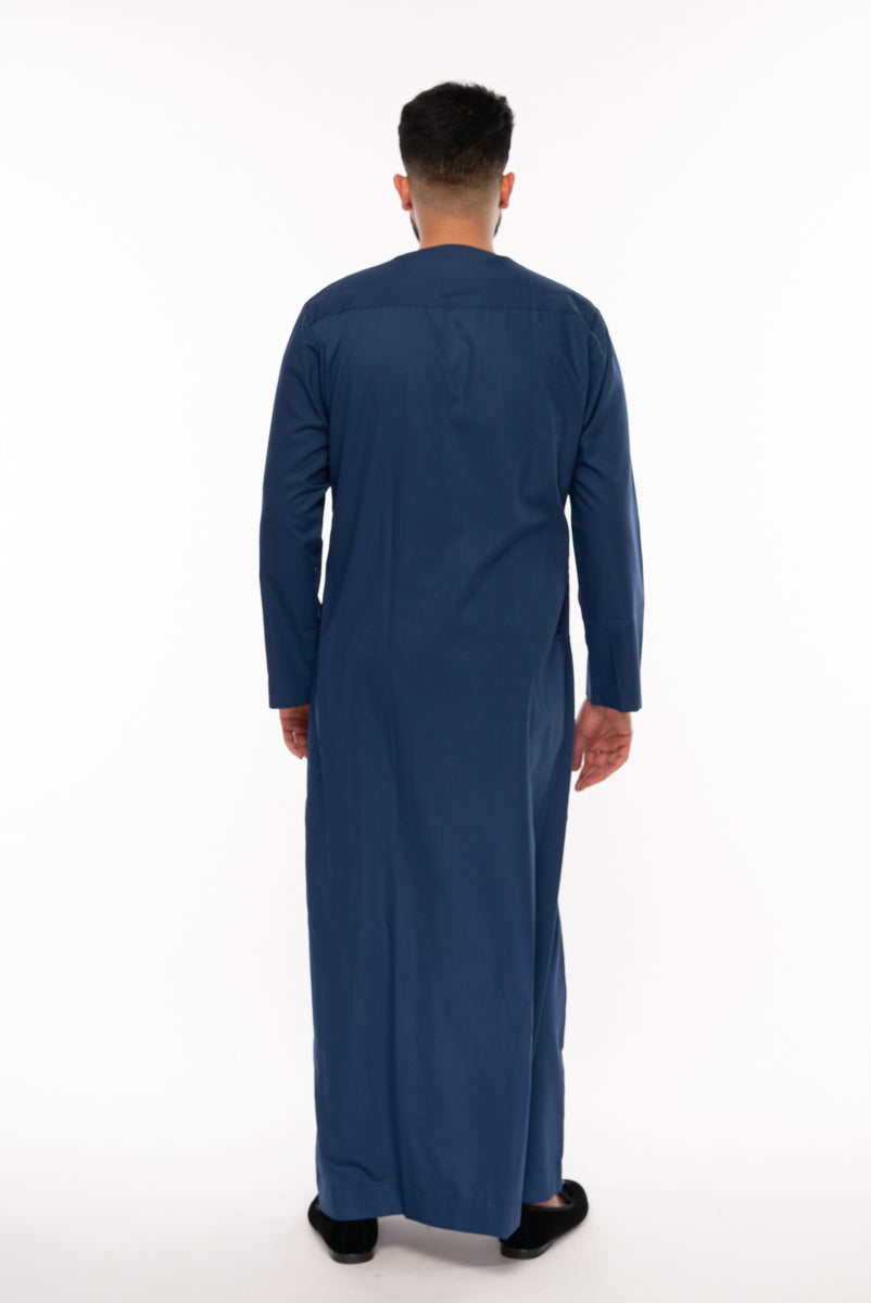 Navy Blue Omani Piping Thobe